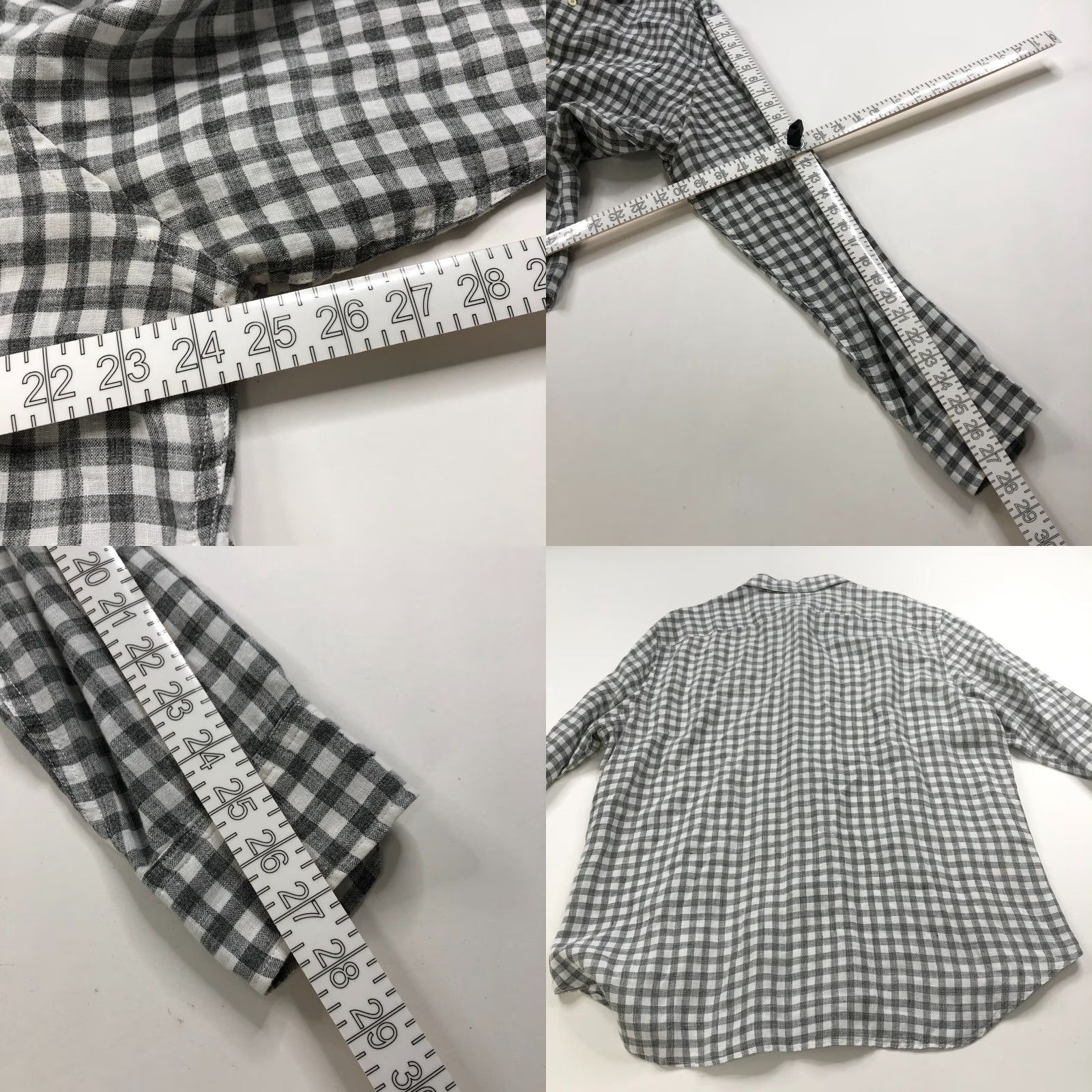 Banana Republic Banana Republic Camden Fit XL 18/38 100% Linen LS Check Casual Shirt Gray PLS RE Size US XL / EU 56 / 4 - 8 Thumbnail