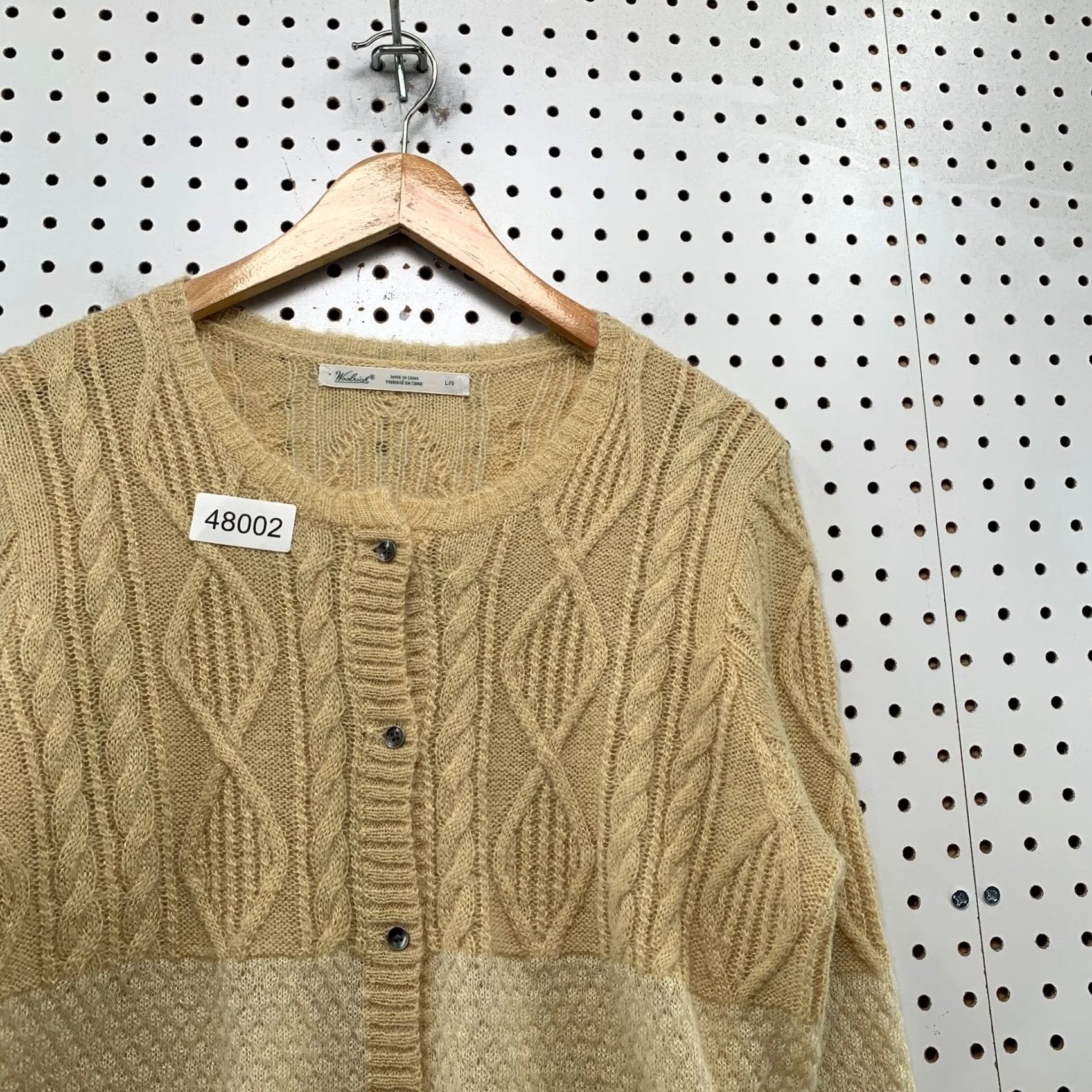 Vintage Woolrich Wool Mohair Cardigan Sweater Womens Large Beige Cable Knit Two Tone Size L / US 10 / IT 46 - 7 Thumbnail