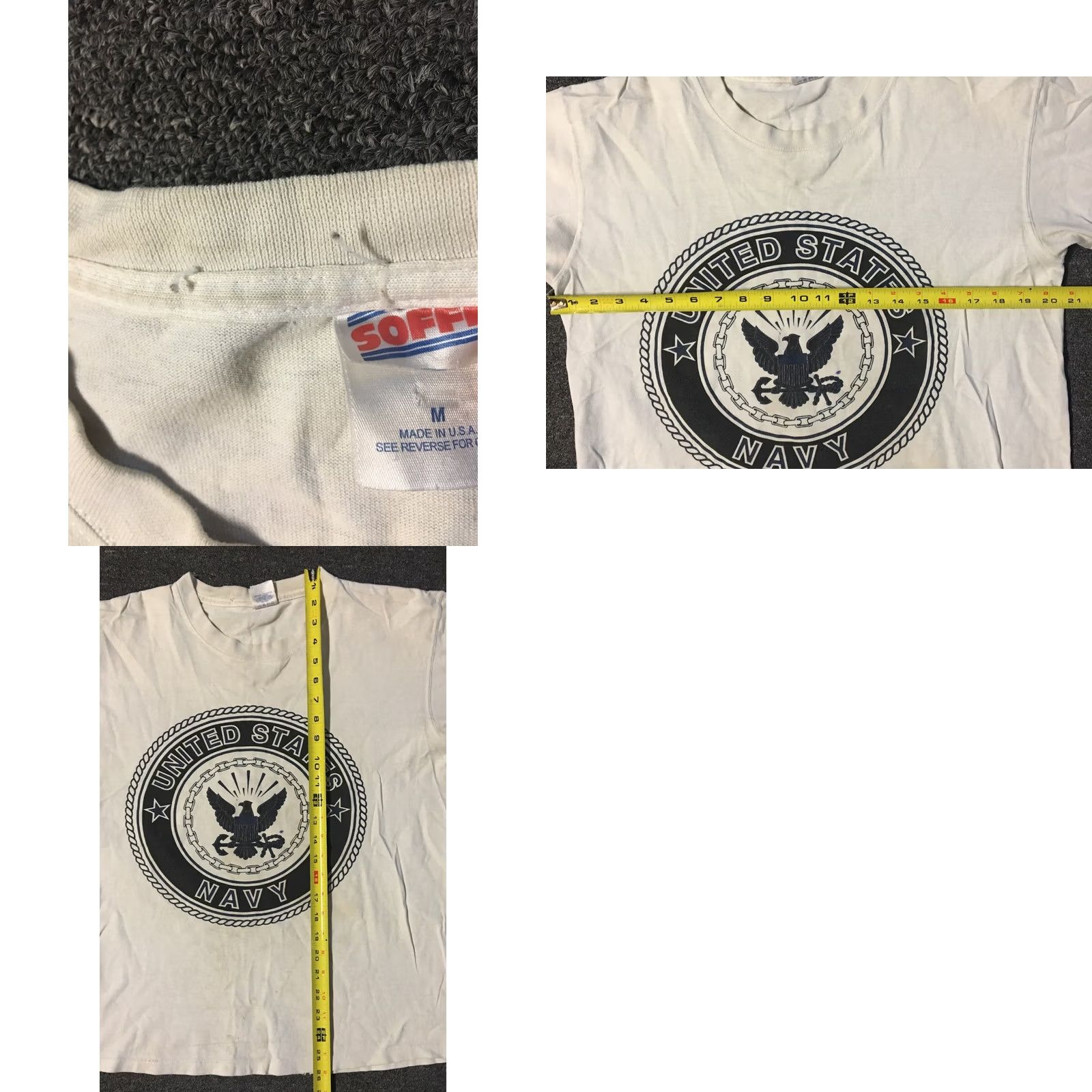 Soffe VINTAGE 90s US Navy Thrashed Faded Distressed Shirt M Soffe T-Shirt USA Navy Punk Grunge Rock Military Mens White Short Sleeve Crew Neck Graphic Tee Size US M / EU 48-50 / 2 - 8 Thumbnail