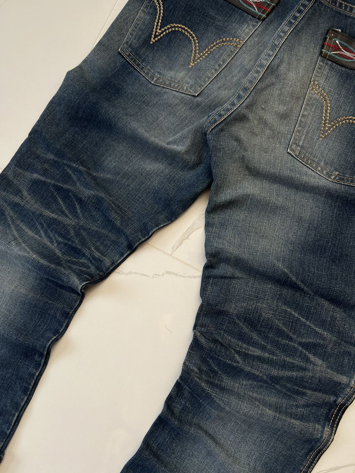 Edwin × Vintage 90's EDWIN BLUE TRIP RARE JAPAN Y2K BAGGY JEANS POCKET LOGO Size US 34 / EU 50 - 6 Thumbnail