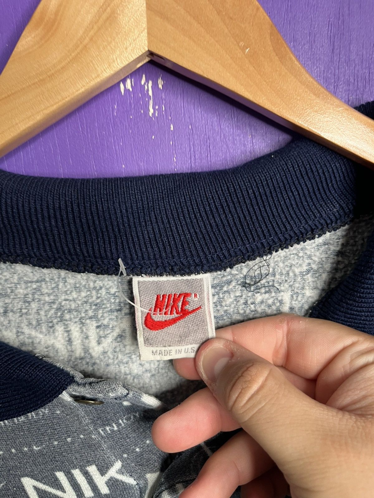 Nike × Vintage Vintage 90s Nike AOP logo longsleeve polo shirt Size US XL / EU 56 / 4 - 4 Thumbnail