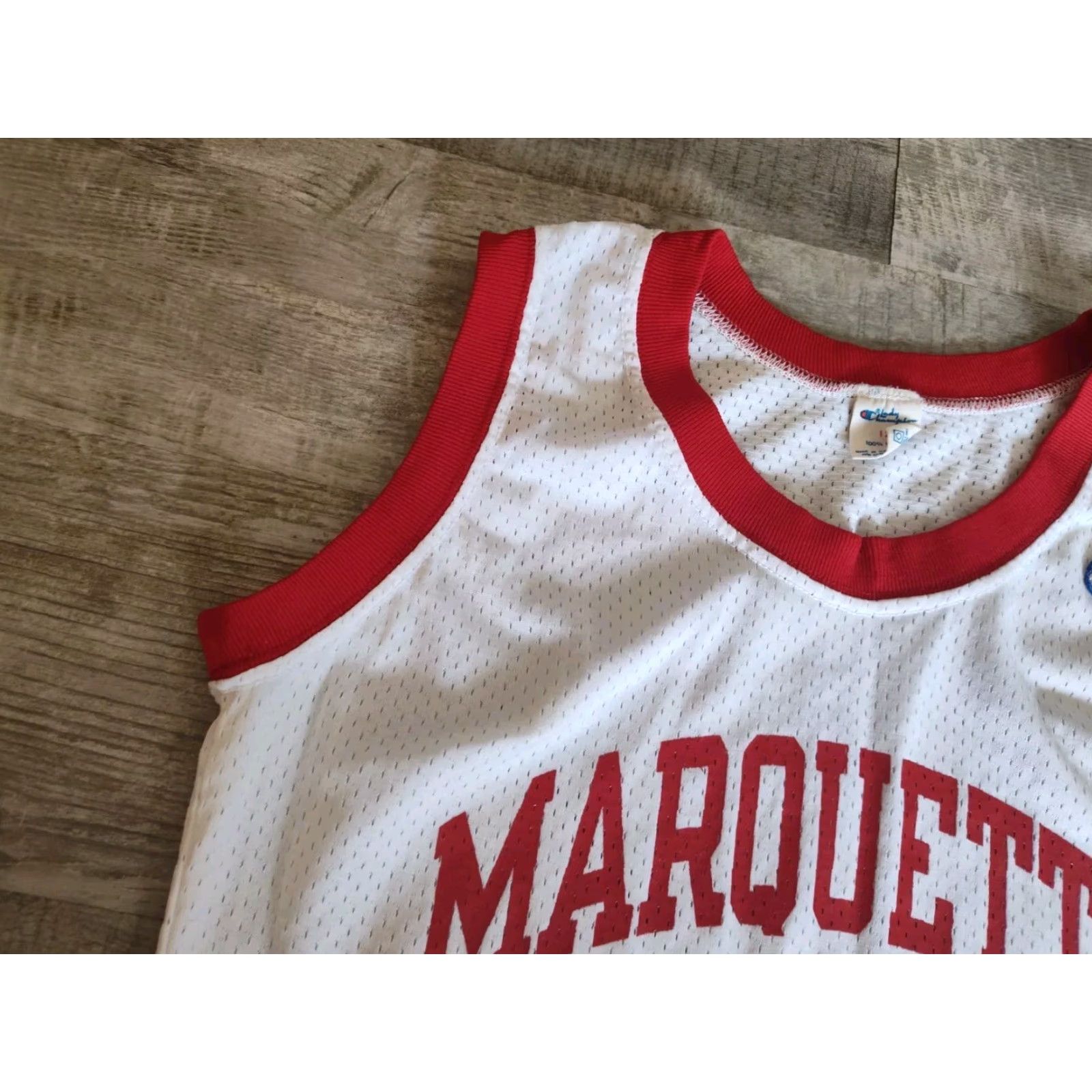 Champion VINTAGE Champion 80s Track Jersey Womens Size 12 Red & White Athletic Tank Made in USA Marquette Size XL / US 12-14 / IT 48-50 - 4 Thumbnail