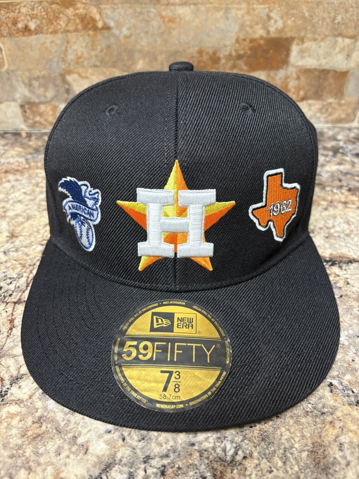 New Era 59FIFTY Houston Astros Patch Fitted Hat Size 3/8