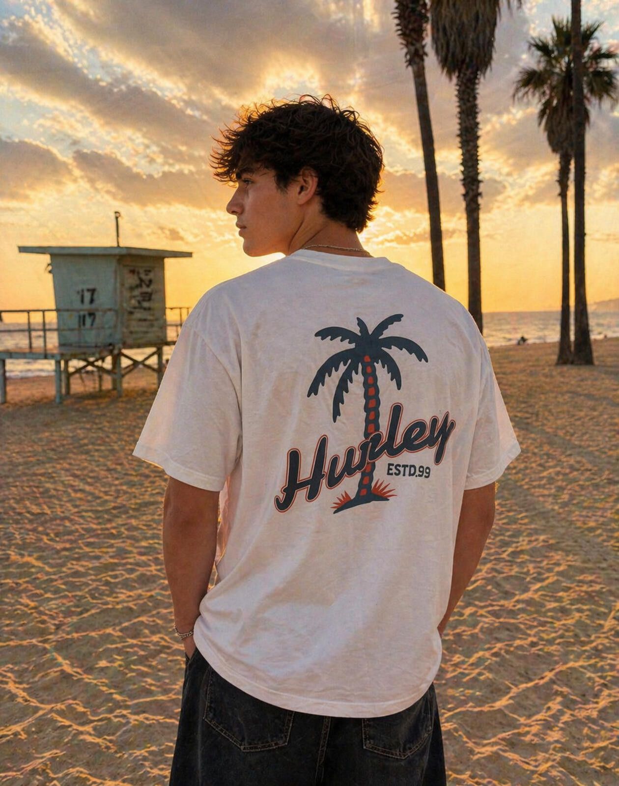 Hurley Hurley Palm T-Shirt XXL White Beach Surf Casual Streetwear Size US XXL / EU 58 / 5 - 2 Thumbnail