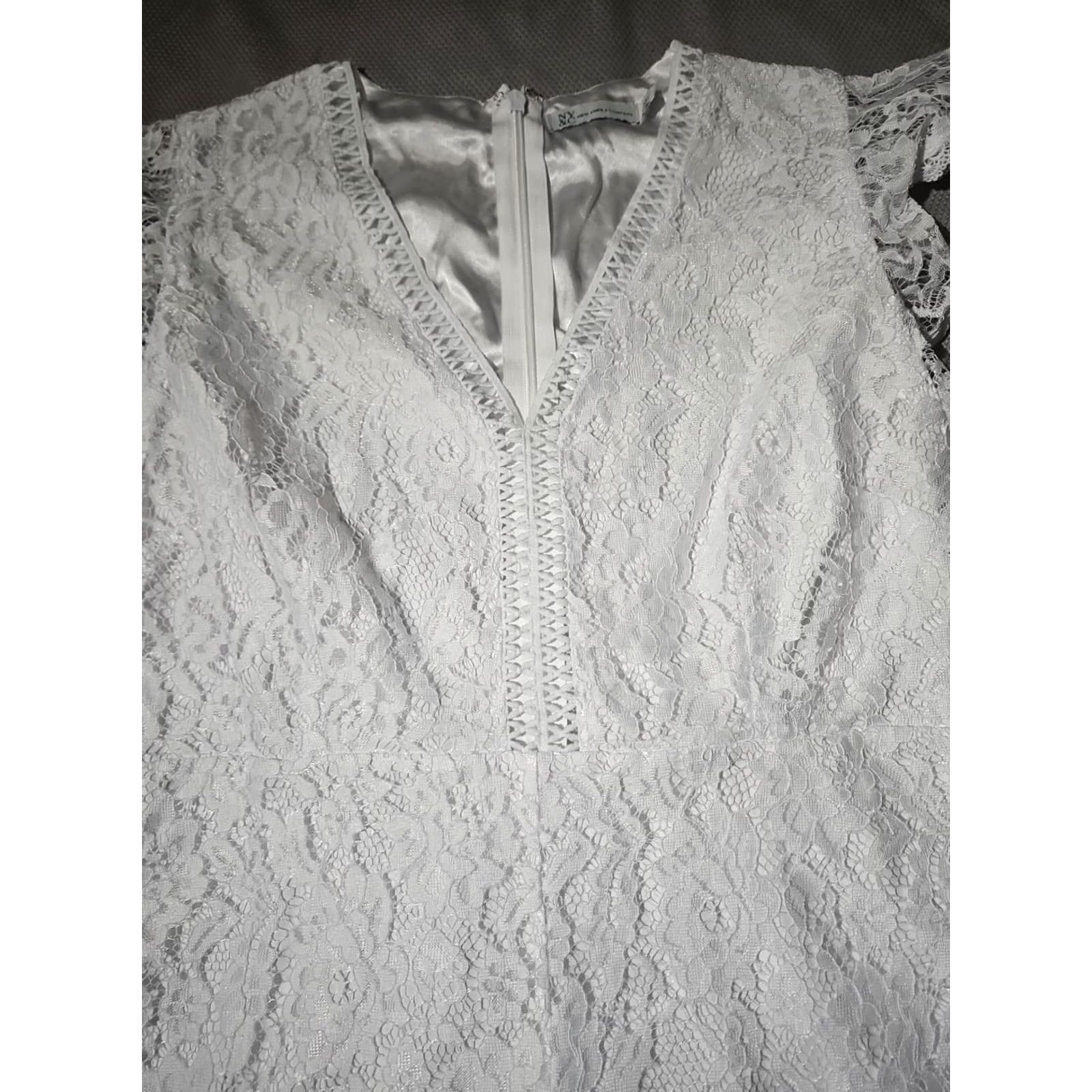 Vintage New York & Co Eyelet Romper Womens XL White Fairy Boho Coquette One Piece Size 40" / US 18 - 2 Thumbnail