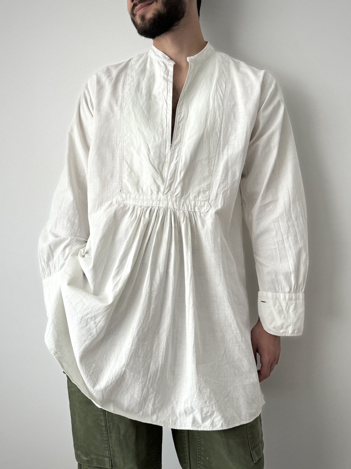 Japanese Brand 1910s Antique Edwardian Era Dress/Nightgown Smock Shirt Size US M / EU 48-50 / 2 - 1 Thumbnail