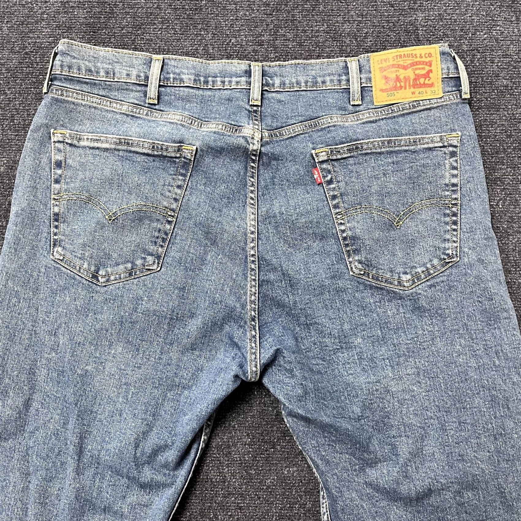 Levi's Levi's 505 Jeans Mens 40x32 Blue Medium Wash Straight Zip Regular WaterLess Denim Pants Size US 40 / EU 56 - 4 Thumbnail