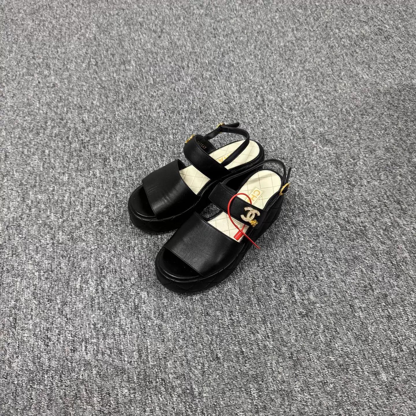 Chanel Chanel Quilted CC Gold Crystal Platform Sandal Women's 36 Size US 5.5 / IT 35.5 - 2 Thumbnail