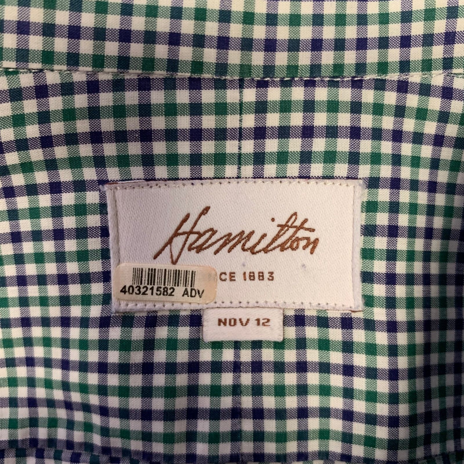Hamilton HAMILTON S Blue Green Plaid Cotton Spread Collar Shirt Size US S / EU 44-46 / 1 - 4 Thumbnail