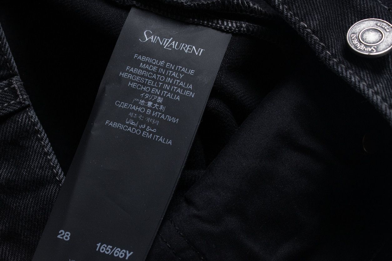 Saint Laurent Paris Saint Laurent, V waist long baggy jeans in black Size 28" / US 6 / IT 42 - 8 Thumbnail