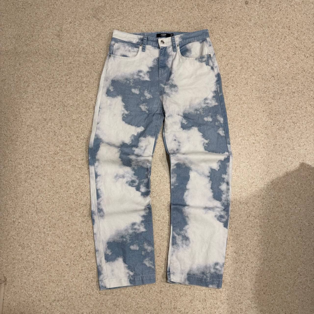 RARE Jaded London Tie Die Denim Jeans Blue Milk Baggy Skate