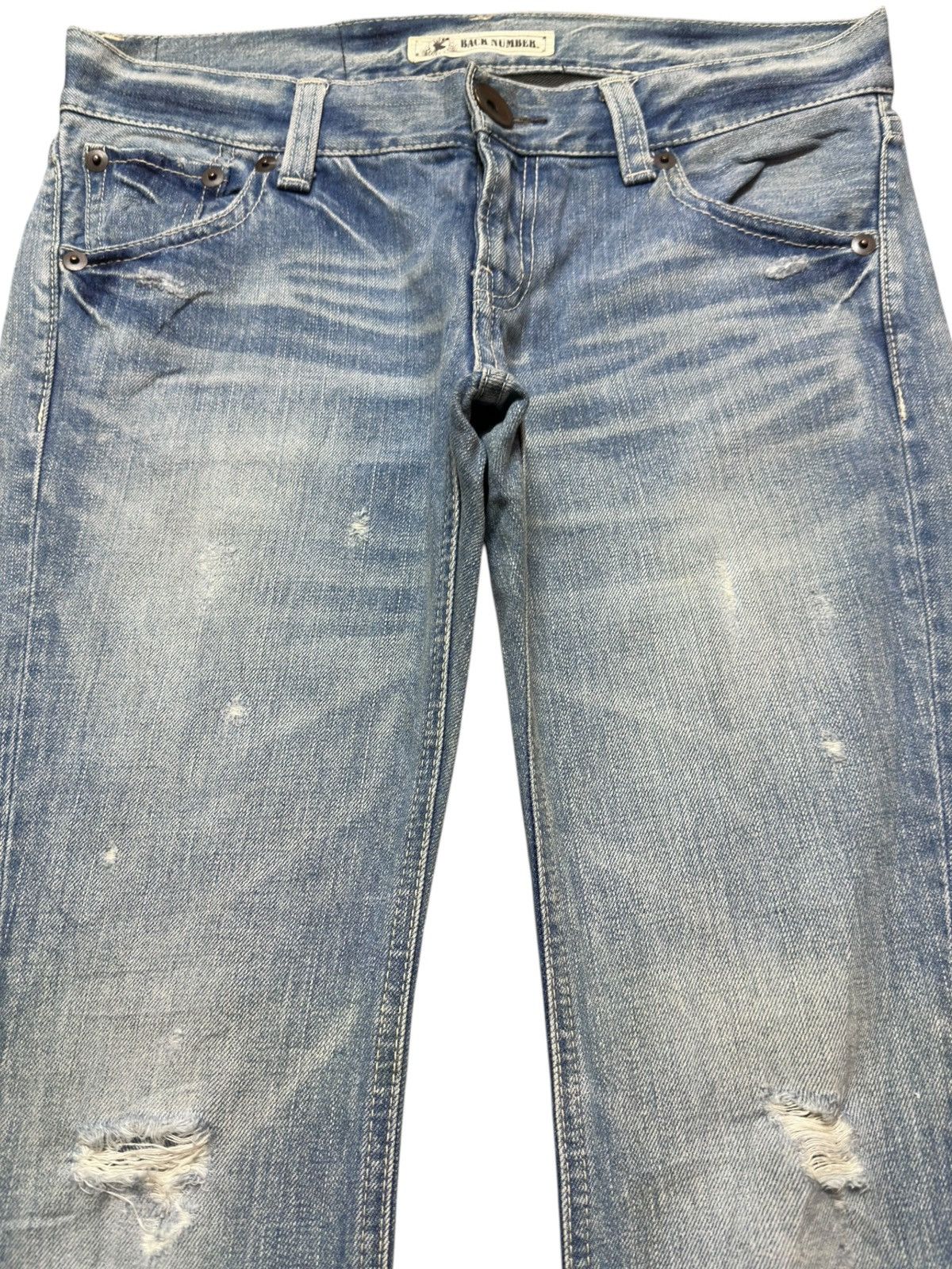 Numbers Vintage Back Number Faded Curve Leg Distressed Denim Size US 33 - 2 Thumbnail
