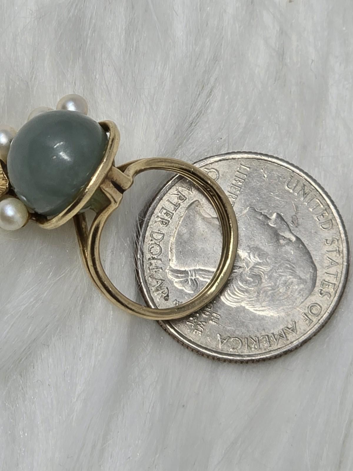 Other Ming's Hawaii 14k Solid Gold Jade Pear Ring Vintage Sz 4.5 Size ONE SIZE - 5 Thumbnail