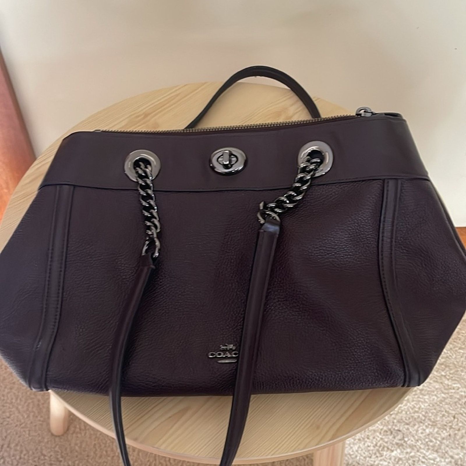 Coach Dark Brown/Oxblood Genuine Leather Coach Satchel Bag Size ONE SIZE - 2 Thumbnail