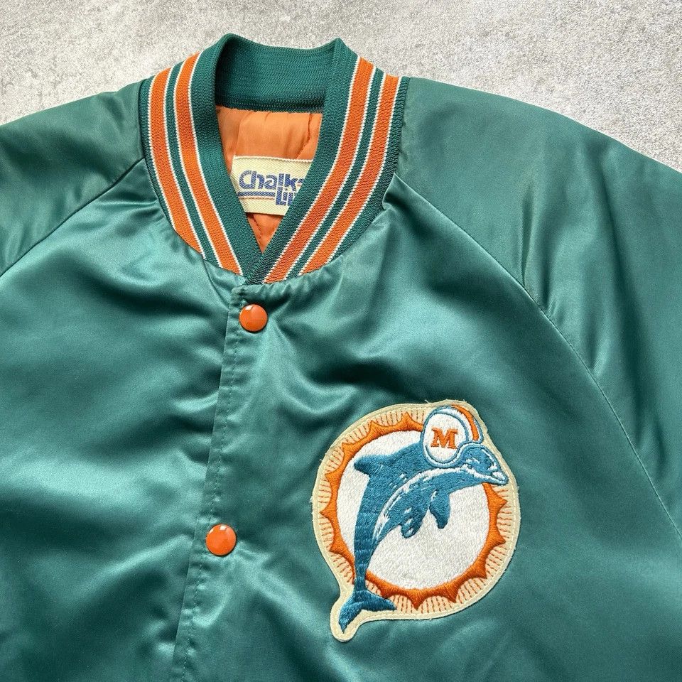 Chalk Line × NFL × Vintage MIAMI DOLPHINS CHALK LINE SATIN JACKET BOMBER SPELL OUT Size US M / EU 48-50 / 2 - 4 Thumbnail