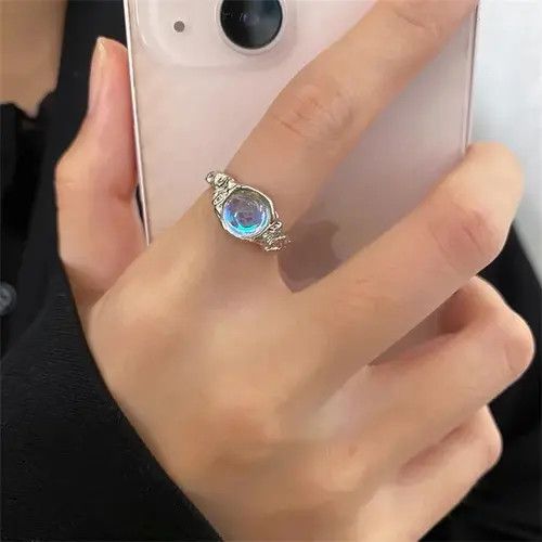 Handmade × Jewelry Electro Ring Crystal Stone Silver Abstract Star Pop Fantasy Size ONE SIZE - 4 Thumbnail
