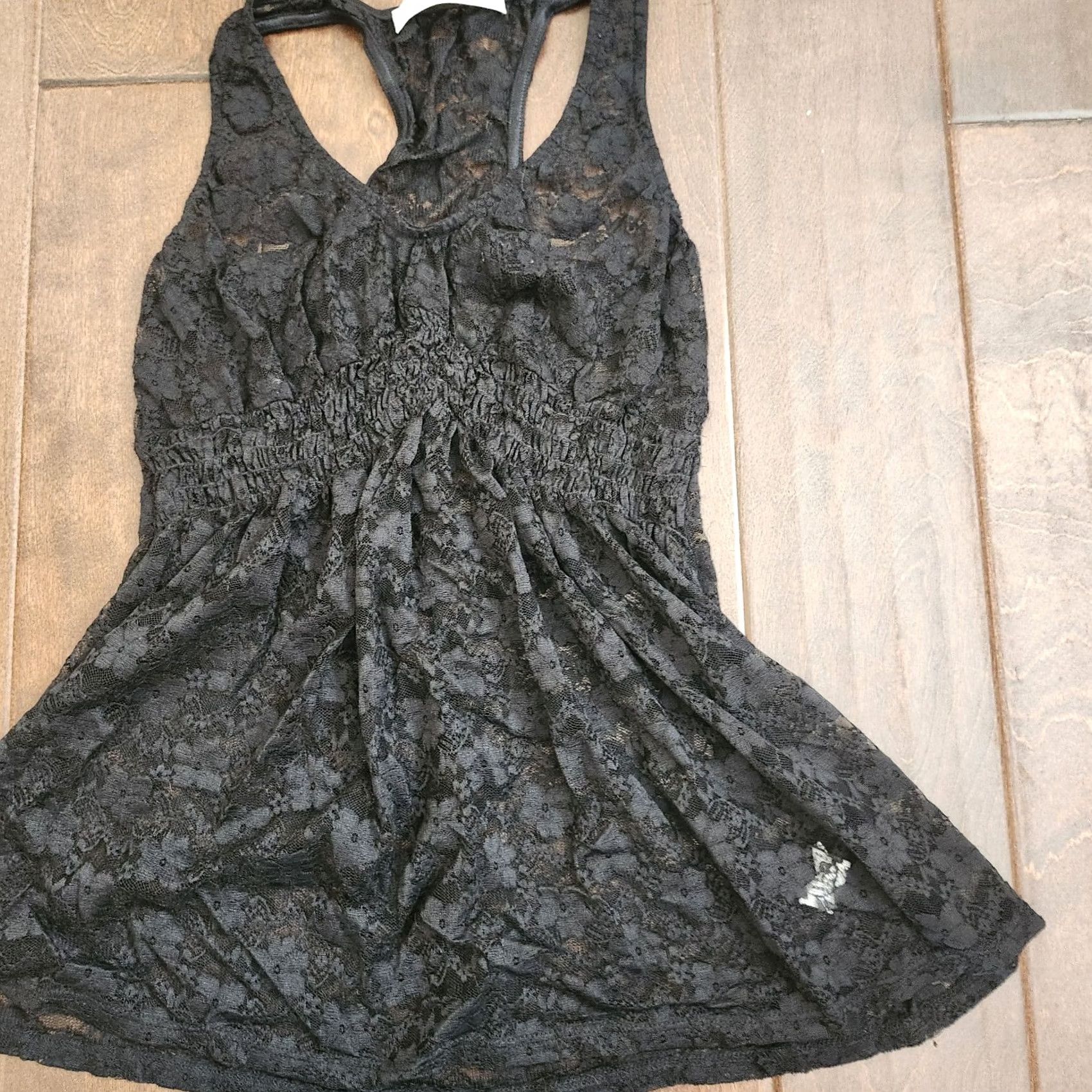 Vintage Phanuel Women's Black Sheer Lace Floral Top Tank - M, Regular, Nylon Spandex, Sleeveless, Pullover, Casual, Black, Floral, Shirt, Women Size M / US 6-8 / IT 42-44 - 2 Thumbnail
