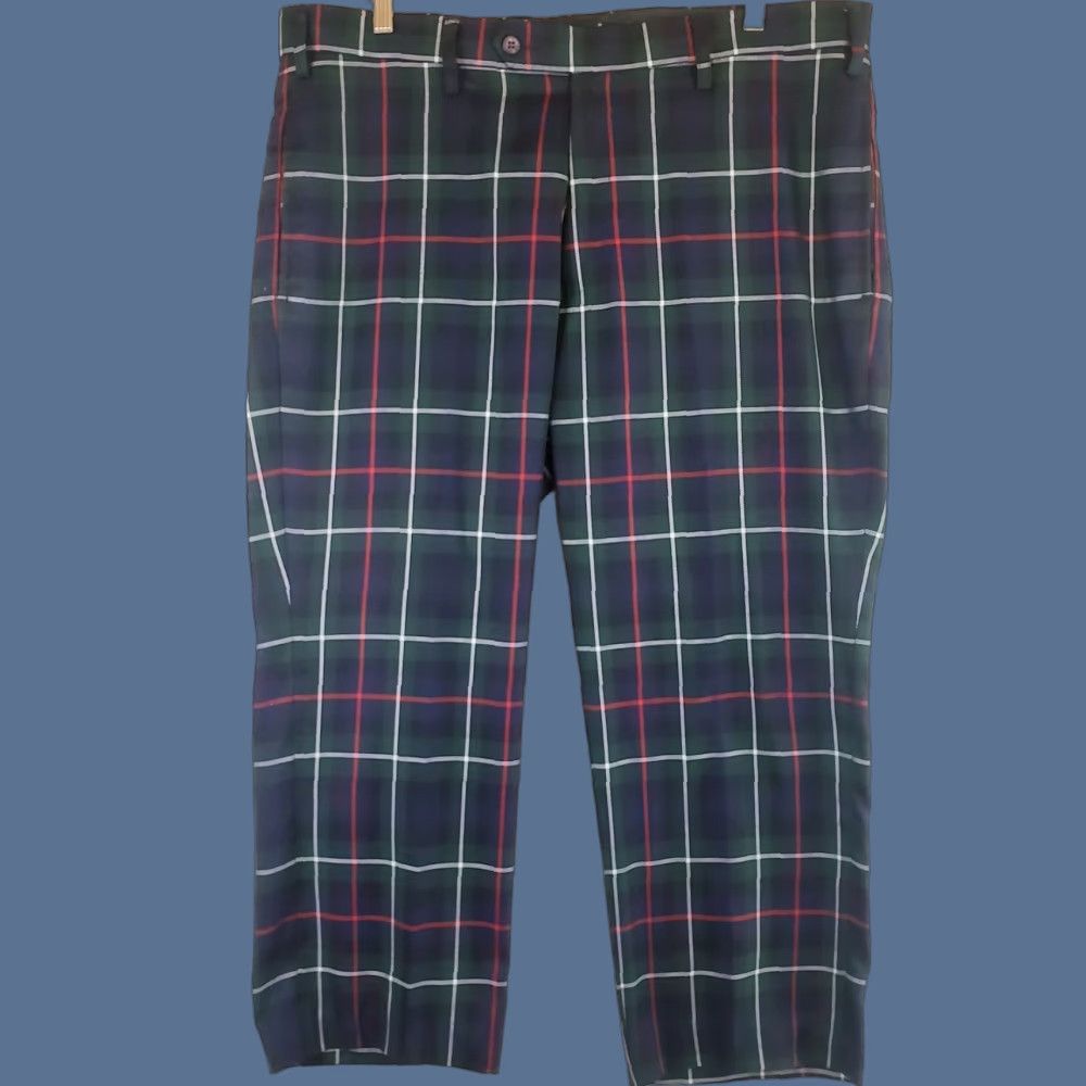 Etro Murray Golf Pants by Broadsword Mens Multicolor Retro Plaid 40x27 Golf Pants Slit Pocket Straight Rise High Front Flat Front Regular Mens Size US 40 / EU 56 - 1 Thumbnail