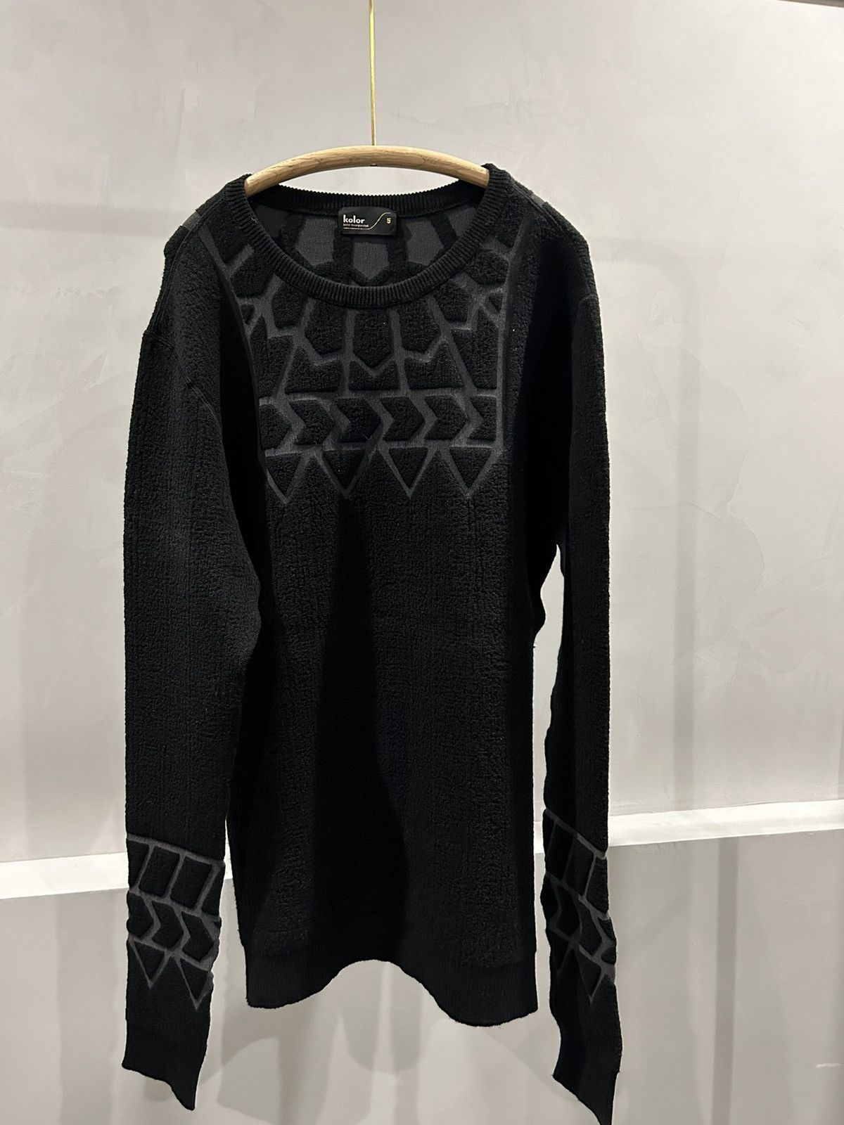 image of Kolor Wool Intarsia Sweater in Black, Men's (Size XL)