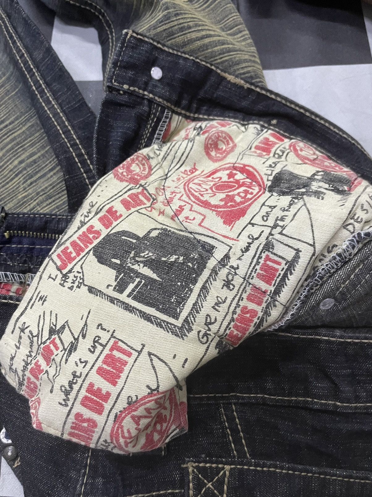 Japanese Brand Jeans De Art Mud Wash Whiskers Loose Jeans Size US 29 - 18 Thumbnail