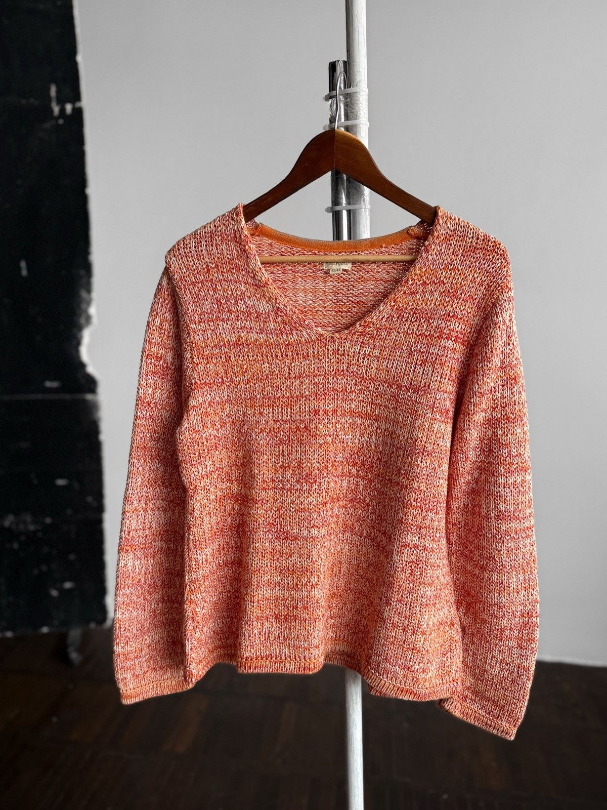 Other Hessnatur Womens Cotton Knit Sweater Orange Coral V Neck Size L / US 10 / IT 46 - 3 Thumbnail