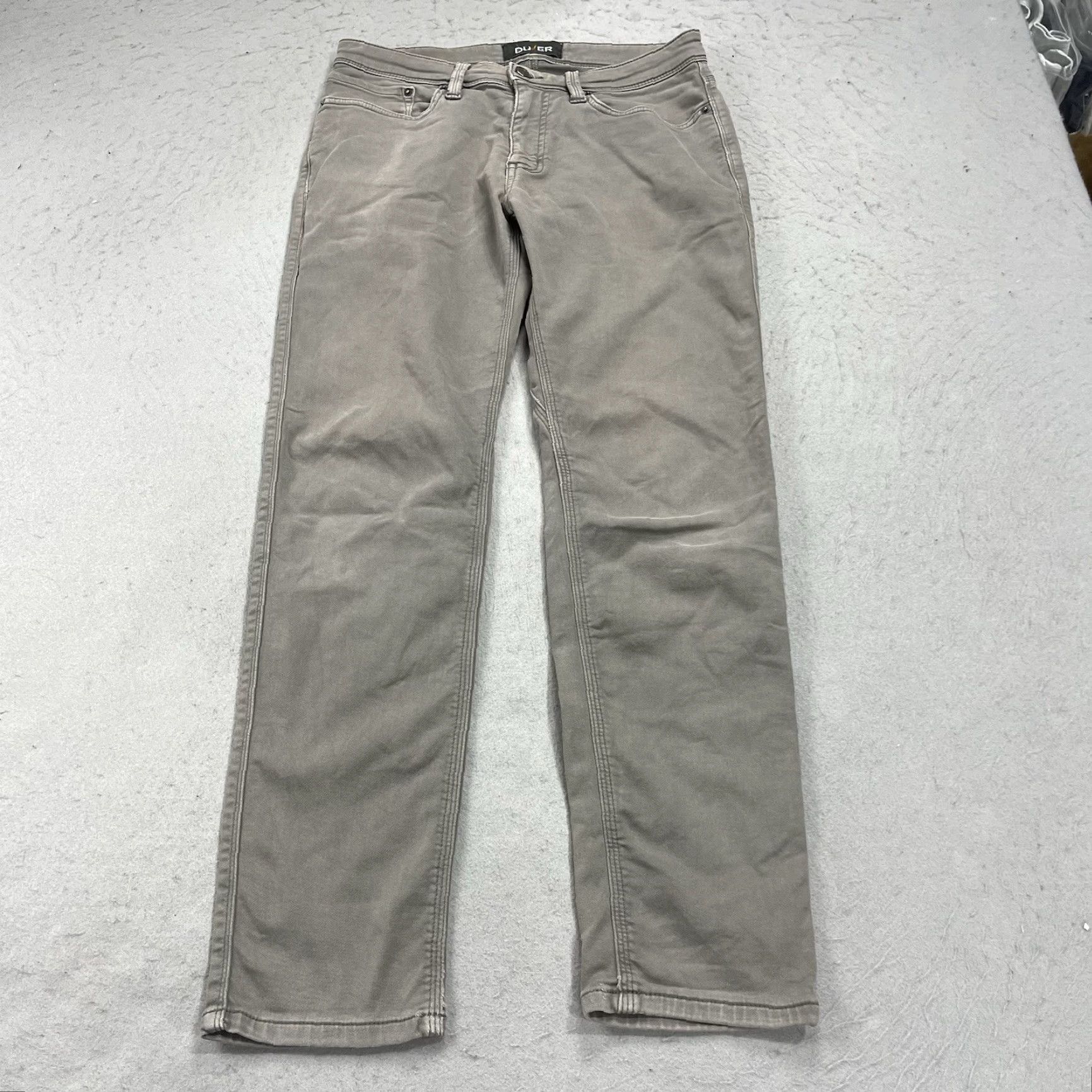 DUER Duer N2X Slim Fit Chino Pants Mens 31x30 Gray Brown Cotton Blend Stretch Casual 5-Pocket Design Flat Front Button Zip Inseam 30 Size US 31 - 2 Thumbnail
