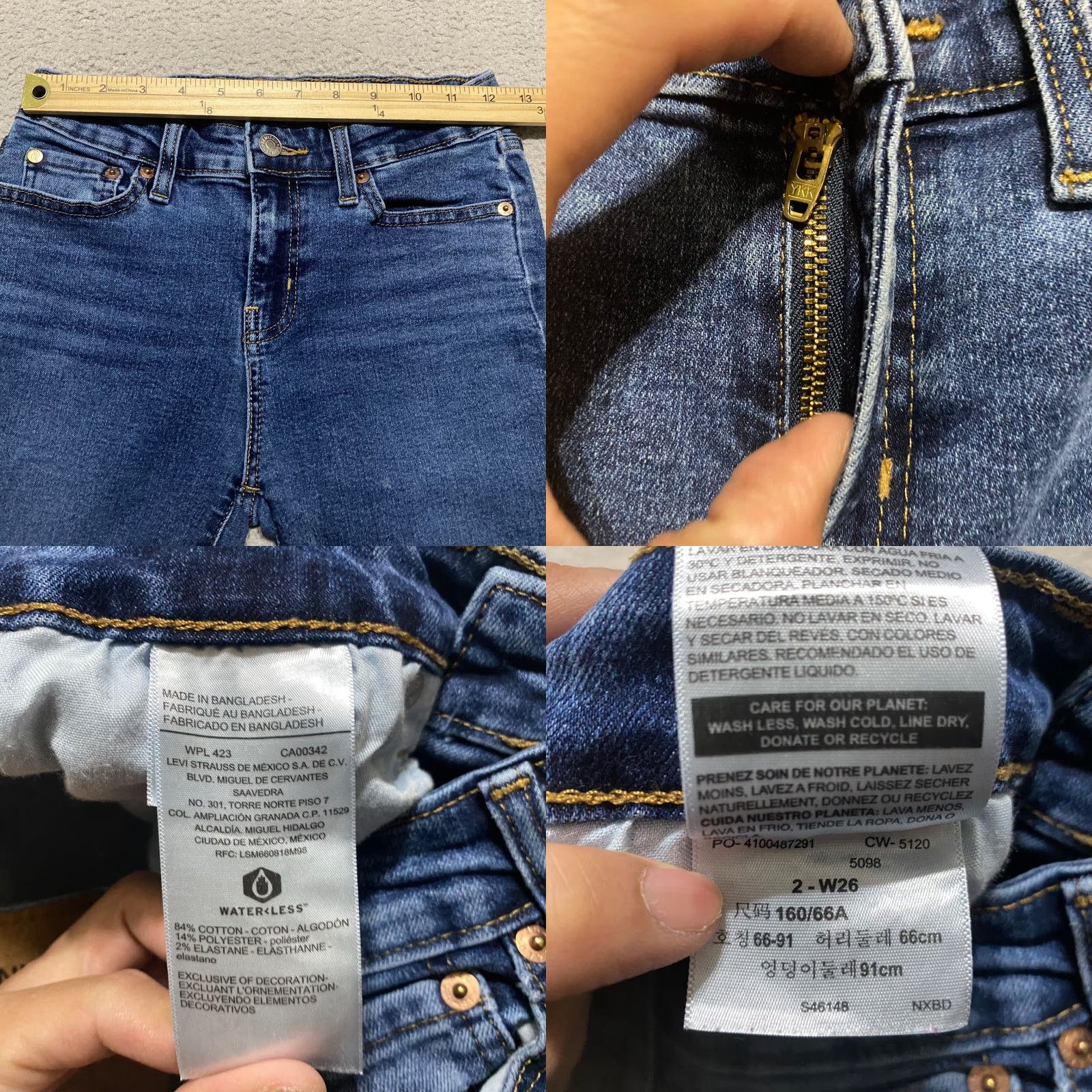 Denizen DENIZEN Jeans Womens 2 Blue Denim Medium Wash Skinny Distressed Raw Hem 5-Pocket Regular Rise Inseam 25in Stretch Comfort Womens Size 26" / US 2 / IT 38 - 8 Thumbnail