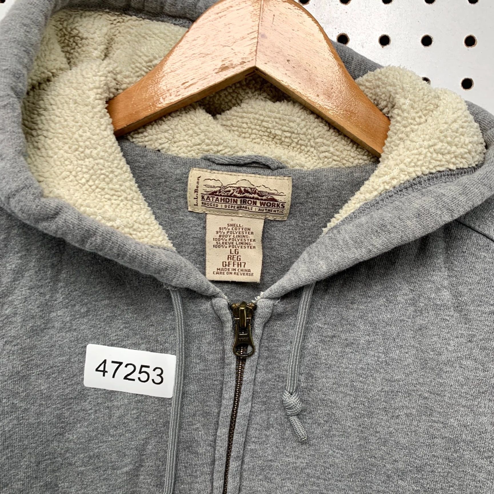 Vintage L.L. Bean Katahdin Hoodie Sweatshirt Mens XL Gray Lined Sherpa Iron Works Up Size US XL / EU 56 / 4 - 3 Thumbnail
