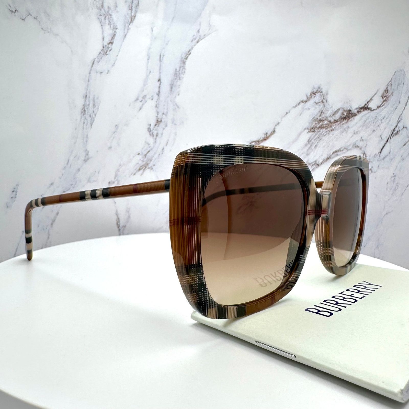 Burberry New Burberry Sunglasses Brown Check Frames Gradient Lens Size ONE SIZE - 13 Thumbnail