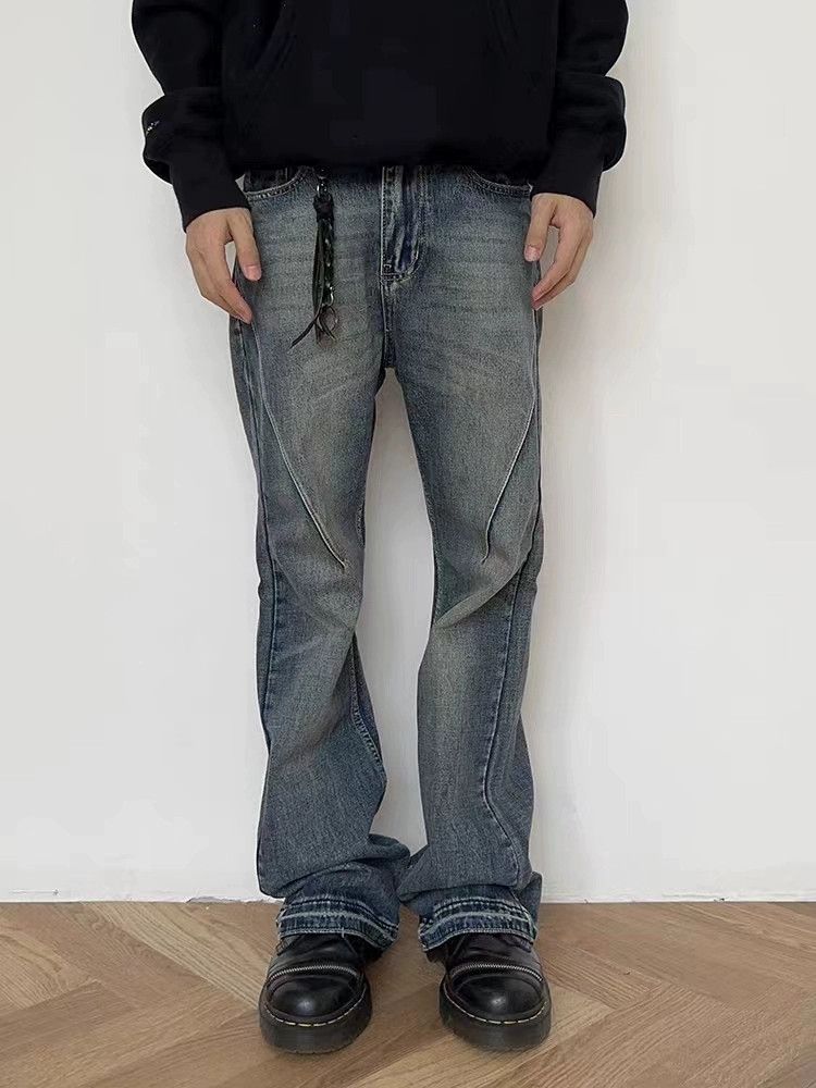 washed faded yuppie punk flared jeans
