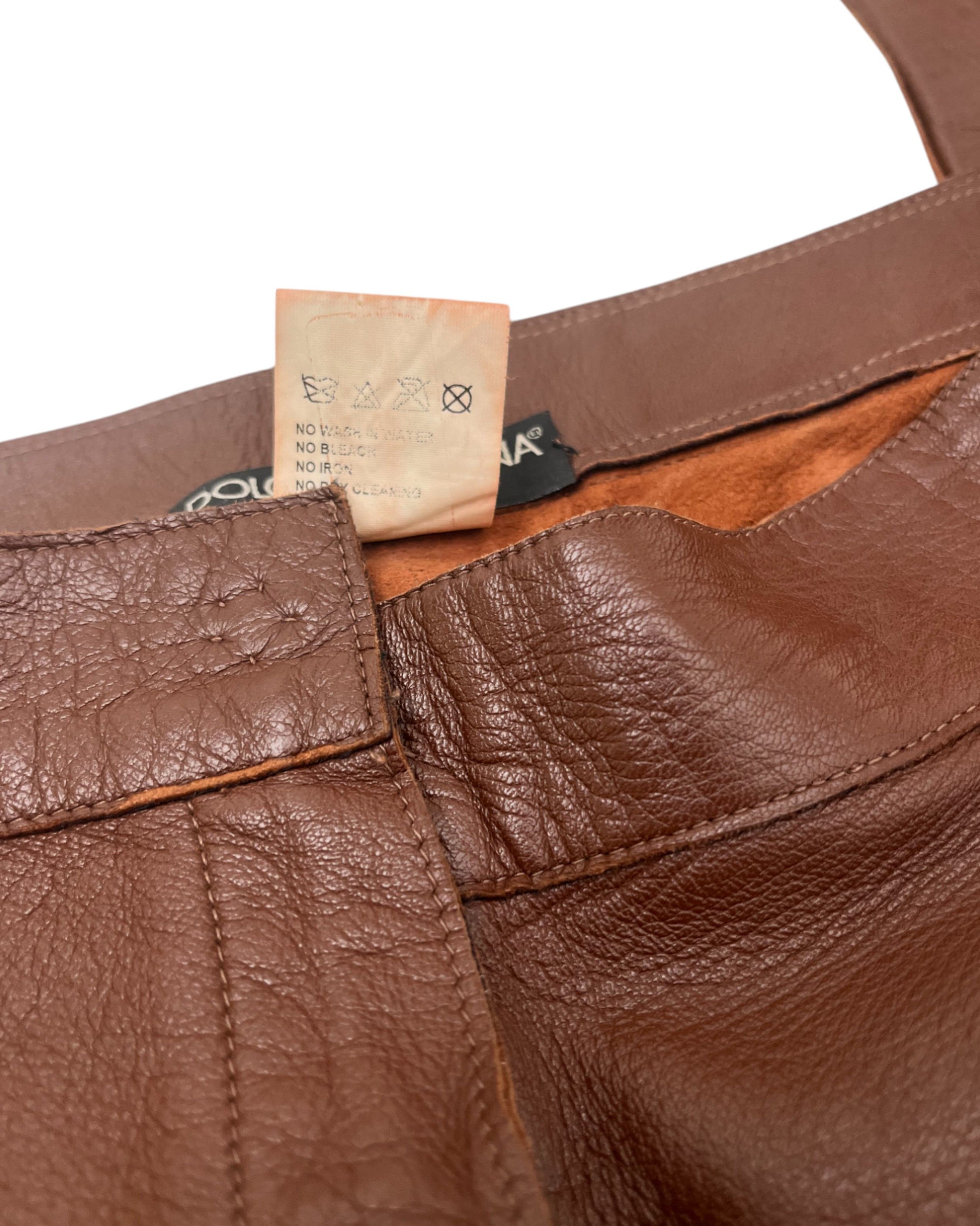 Dolce & Gabbana F/W 2001 Brown Lambskin Leather Bootcut Pants Size 27" / US 4 / IT 40 - 11 Thumbnail