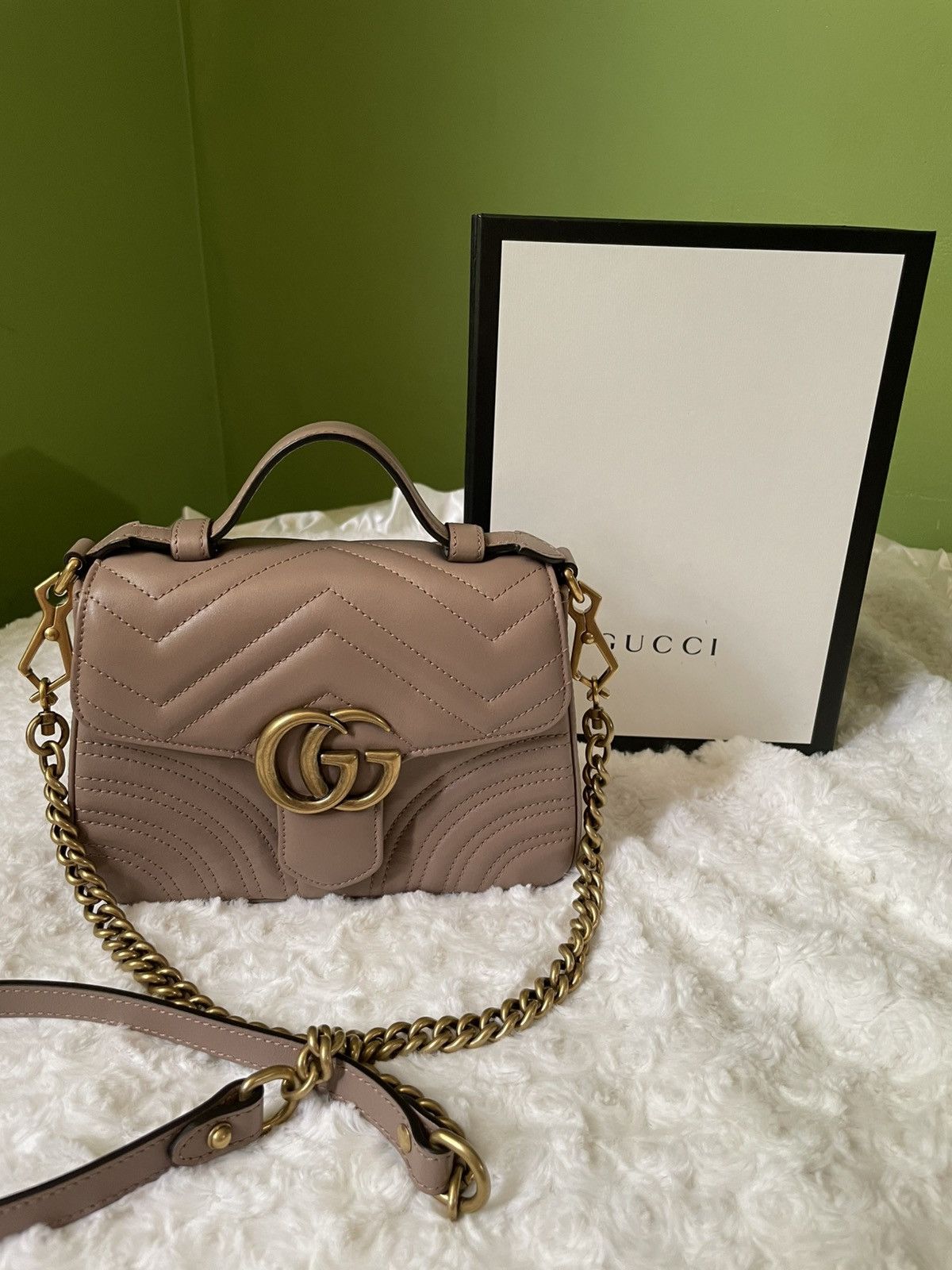 Gucci Gucci GG Marmont Dusty Pink Mini Top Handle Bag Size ONE SIZE - 2 Thumbnail