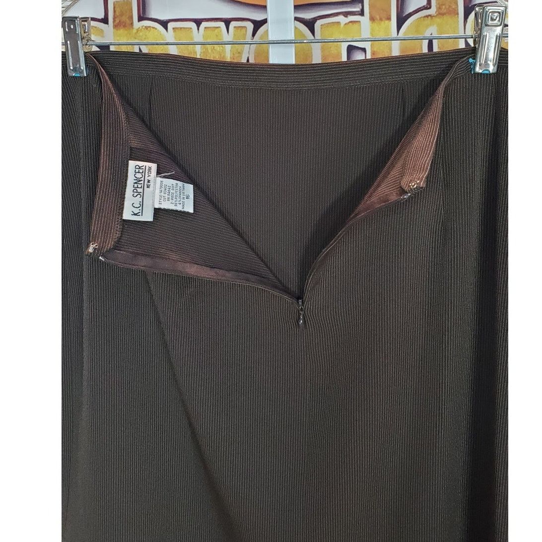 Other K.C. Spencer Brown white Pinstripe Pencil Skirt Size 16 Size 38" / US 16 / IT 52 - 5 Thumbnail