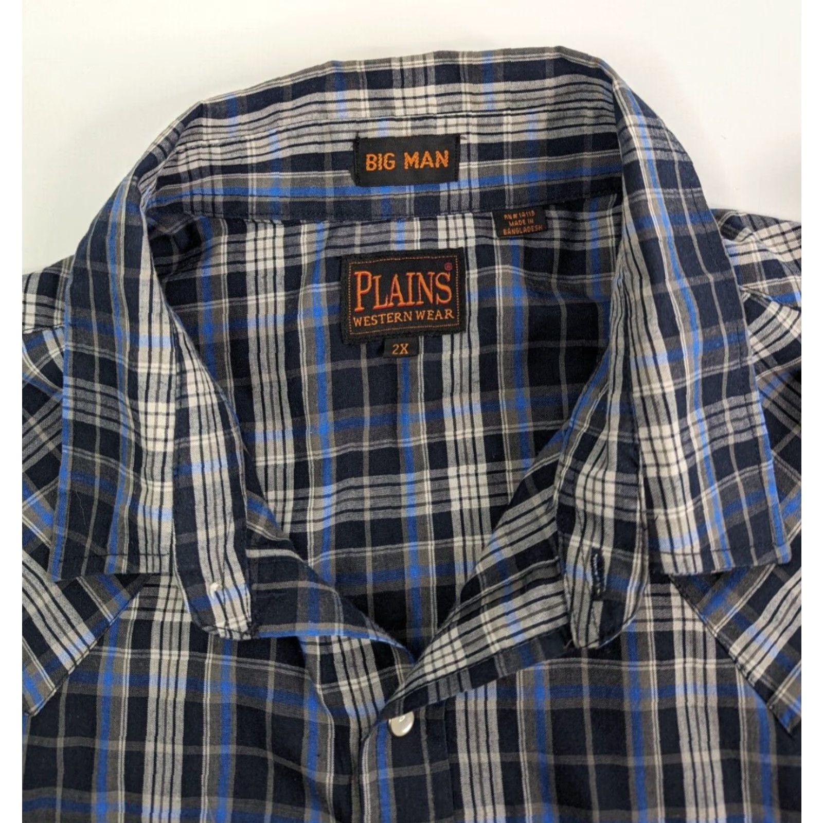 Vintage VINTAGE? (No) Plains Western Wear Shirt Mens 2X Blue Pearl Snap Big Man Plaid Cowboy Rodeo Size US XXL / EU 58 / 5 - 6 Thumbnail