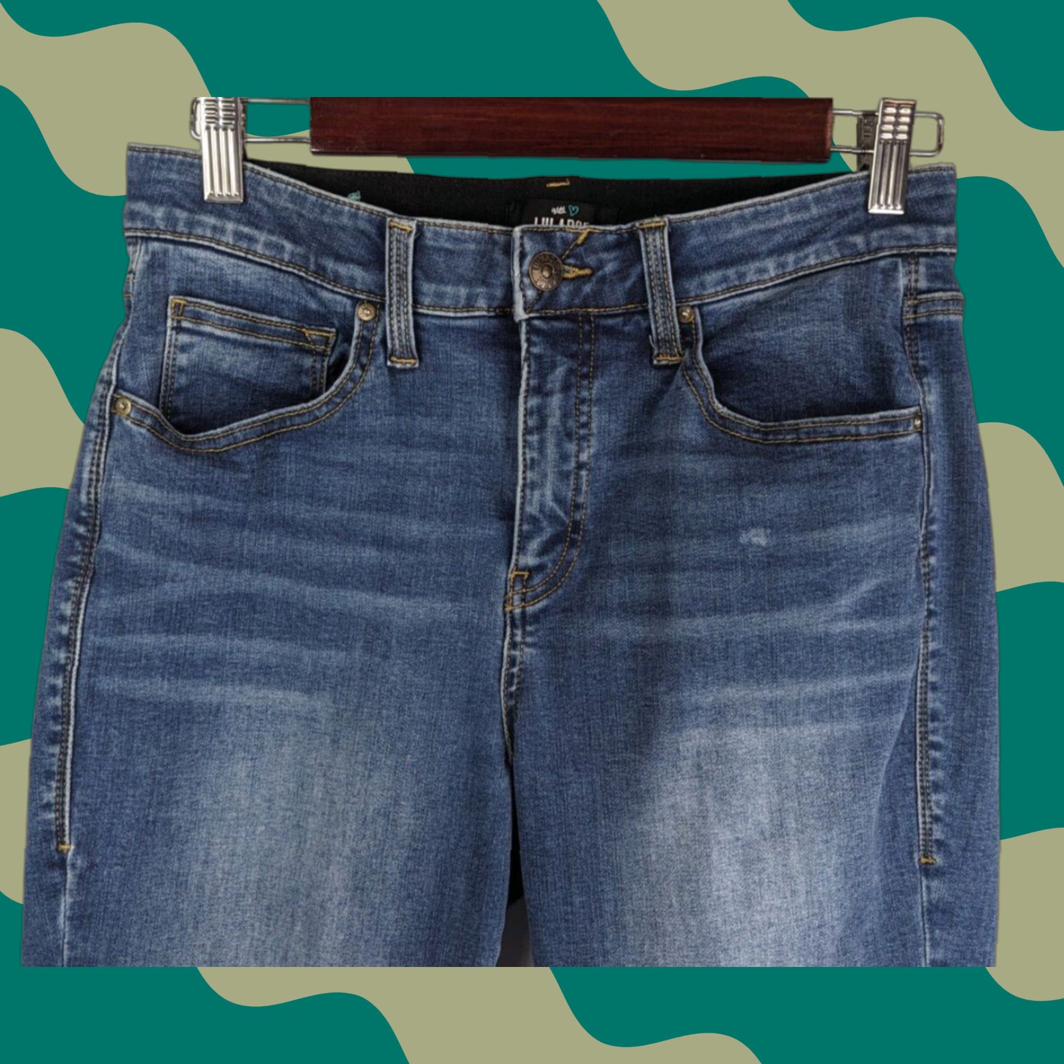 Vintage LuLaRoe Jeans Women 28 Blue Stretch Tapered Slim Ankle Elastic Waist Med Wash - 5-Pocket Design - Button Zip - Regular - Blue - Womens - Jeans Size 28" / US 6 / IT 42 - 1 Thumbnail