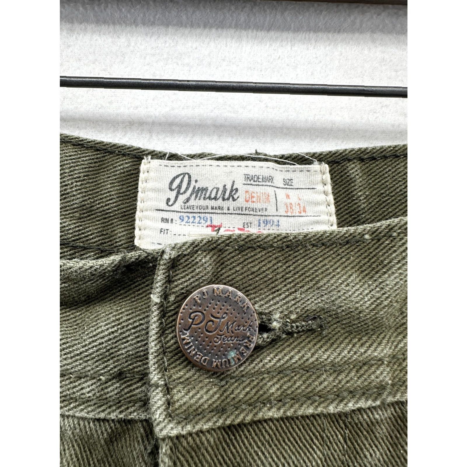 Denime Pimark Jeans Mens 30x34 Green Taper Denim Moto Biker Ribbed Knee Pants Shirt? Size US 30 / EU 46 - 3 Thumbnail