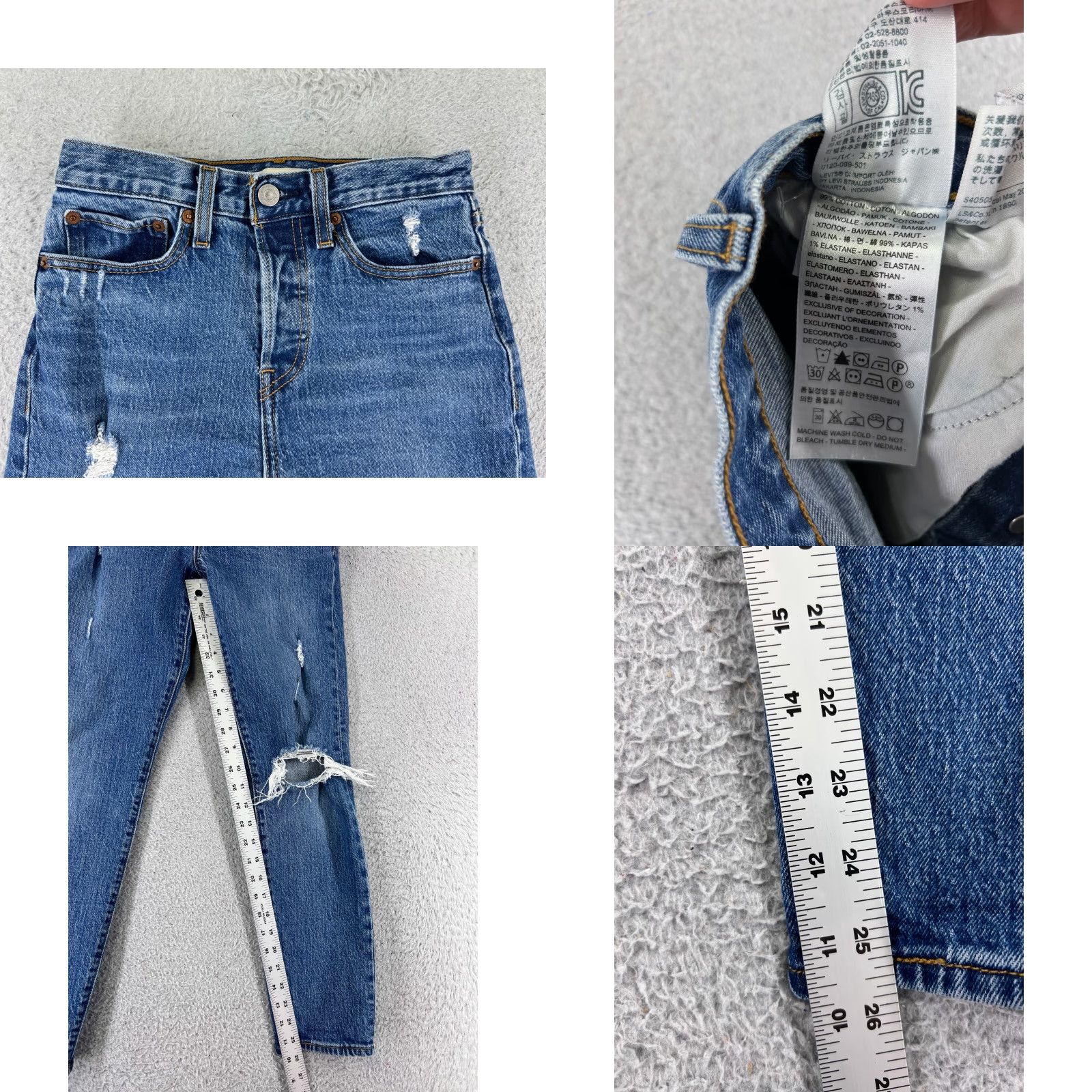Levi's VINTAGE Levi's Jeans Womens 24 Denim Wedgie Fit Distressed Mid Rise Blue 5-Pocket Regular Regular Fit Boys Womens Size 42" / US 20 - 8 Thumbnail