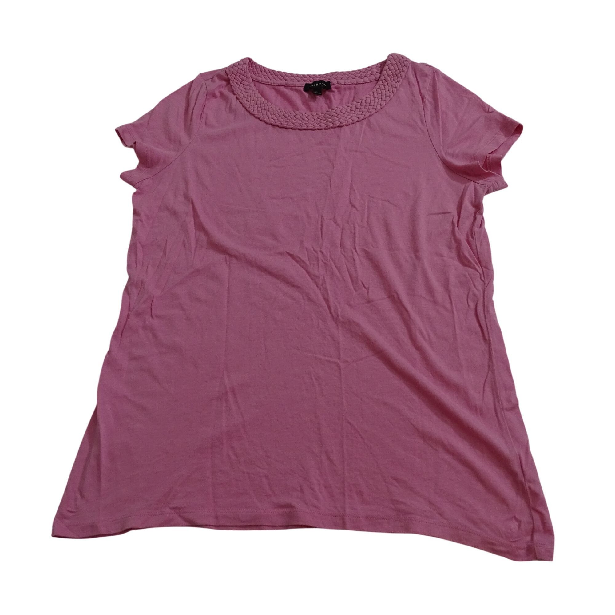 Talbots Talbots Pink Braided Neckline Short Sleeve Knit Top Size L Size L / US 10 / IT 46 - 1 Thumbnail
