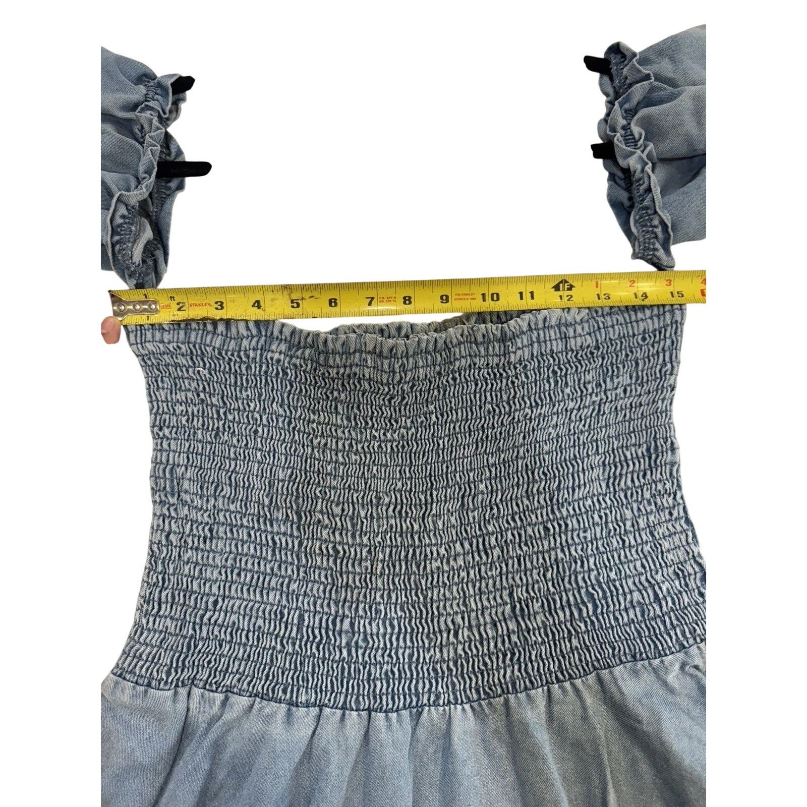 Shein SHEIN Chambray Smocked Mini Dress Womens XL Light Blue NWT Size XL / US 12-14 / IT 48-50 - 6 Thumbnail
