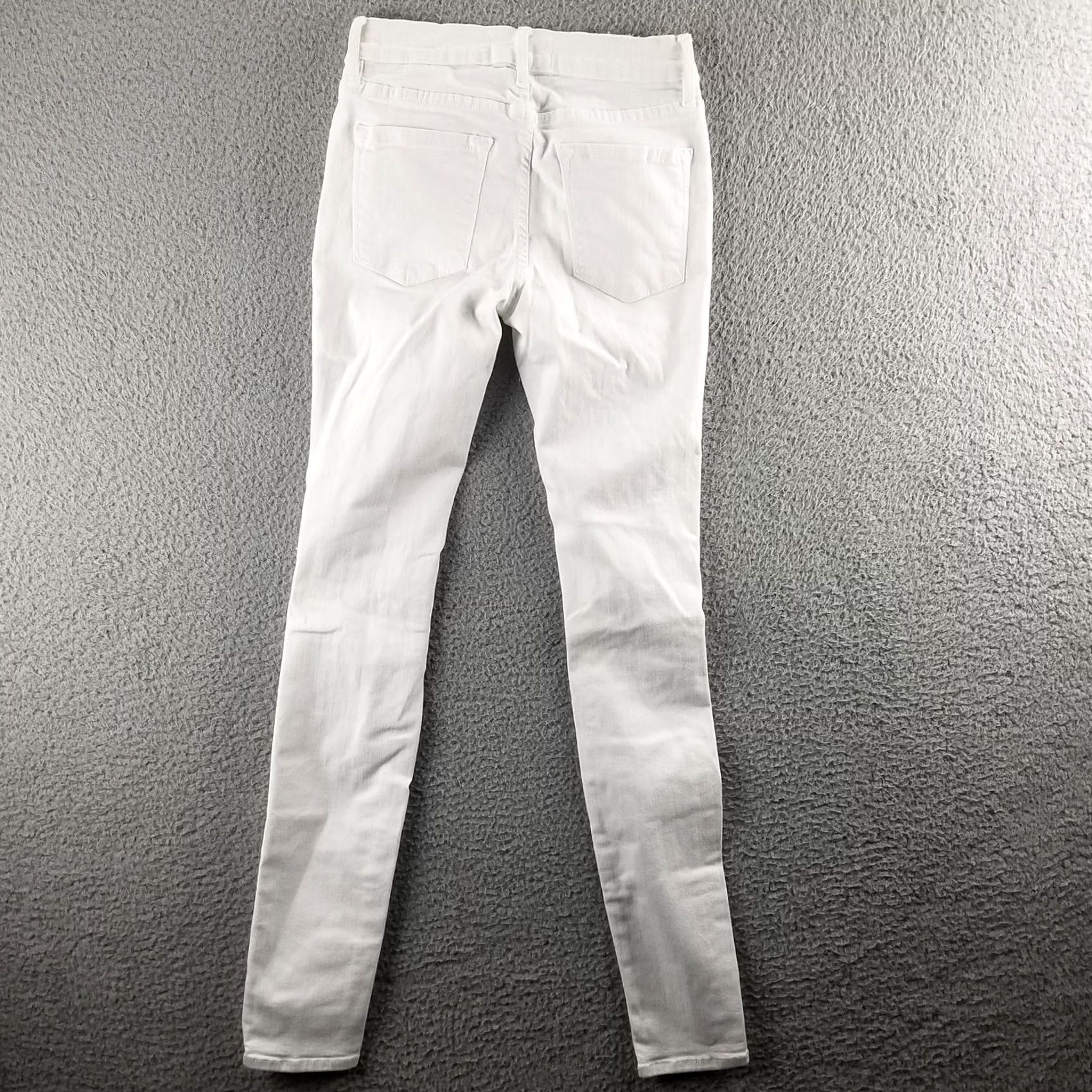 Frame FRAME Le Skinny De Jeanne Jeans - Women 24 White Denim Stretch Distressed Slim Cropped 27in Inseam Size 42" / US 20 - 4 Thumbnail