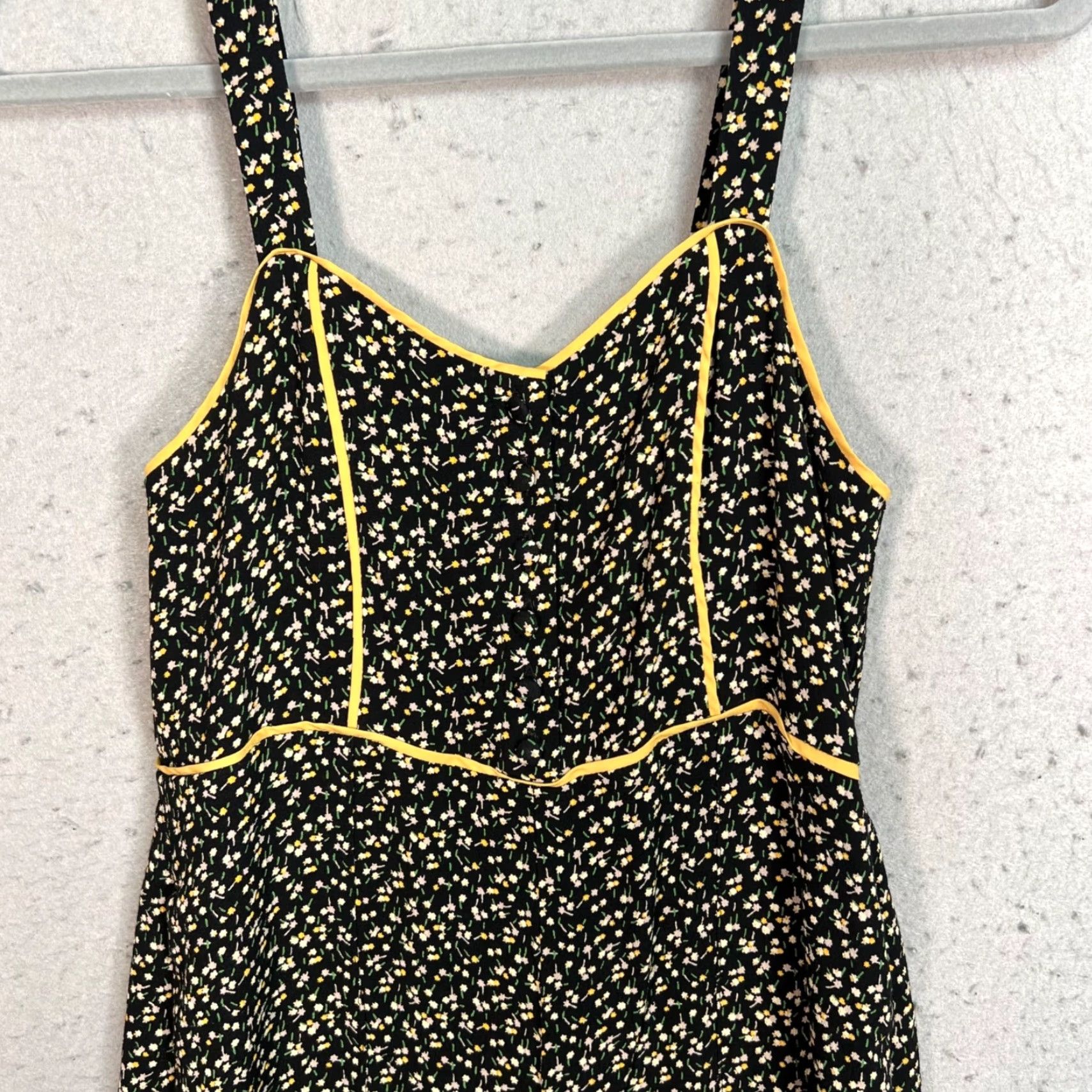 Madewell VINTAGE Madewell Black Floral Sleeveless Jumpsuit Women's Size 00 Wide-Leg Viscose Size 24" / US 00 / IT 34 - 5 Thumbnail