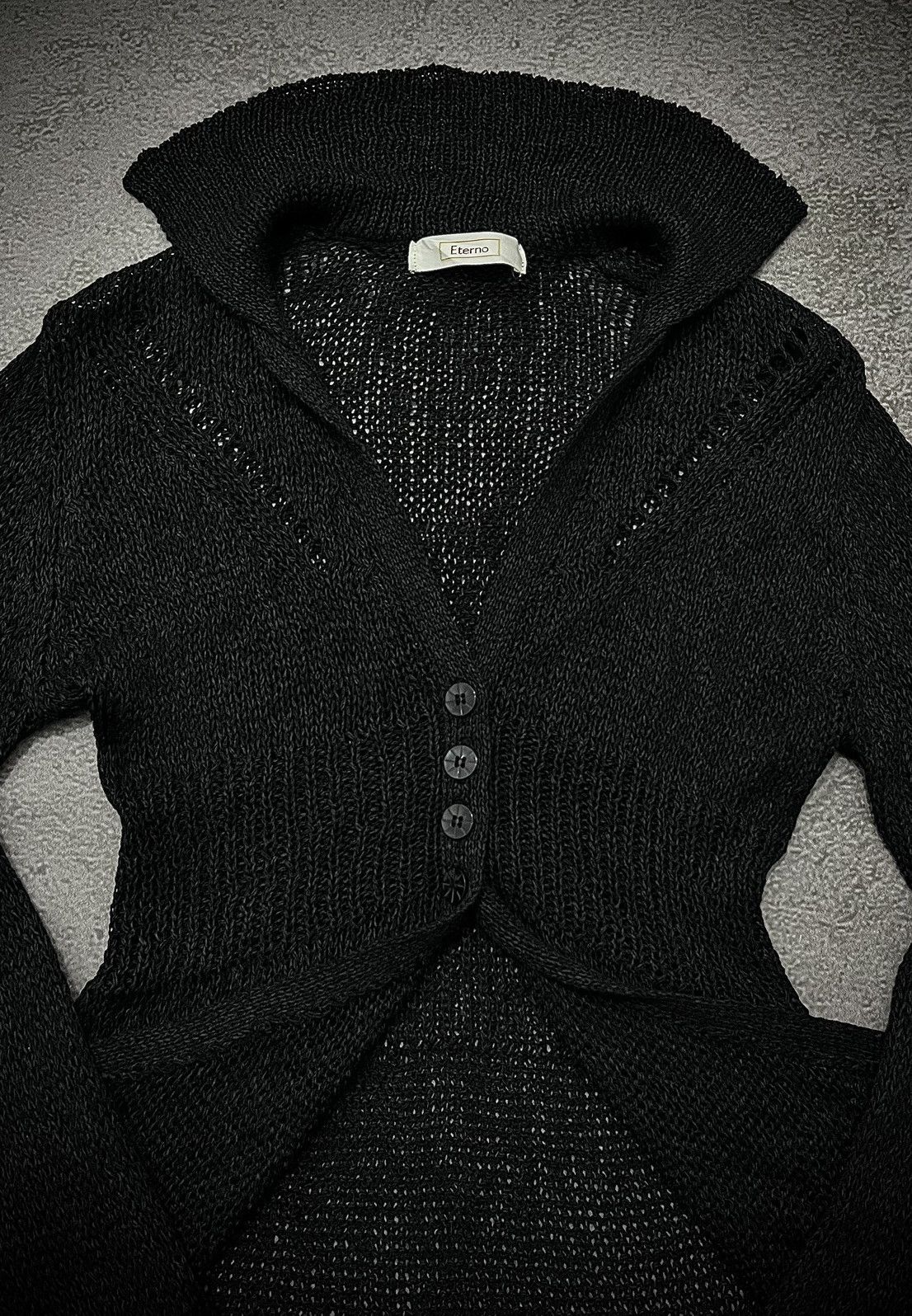 Japanese Brand Eterno Gothic Grunge Black Long Cardigan IfSixWasNine Style Size M / US 6-8 / IT 42-44 - 4 Thumbnail