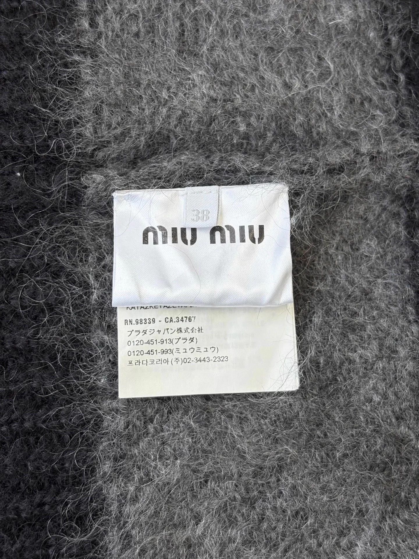 Miu Miu MIU MIU Soft Mohair Cardigan Black Gray Stripe IT38 Mint Size XS / US 0-2 / IT 36-38 - 5 Thumbnail