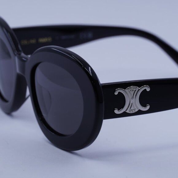 Celine Celine CL40312U TRIOMPHE 01A Sunglasses Shiny Black Oval Size ONE SIZE - 4 Thumbnail