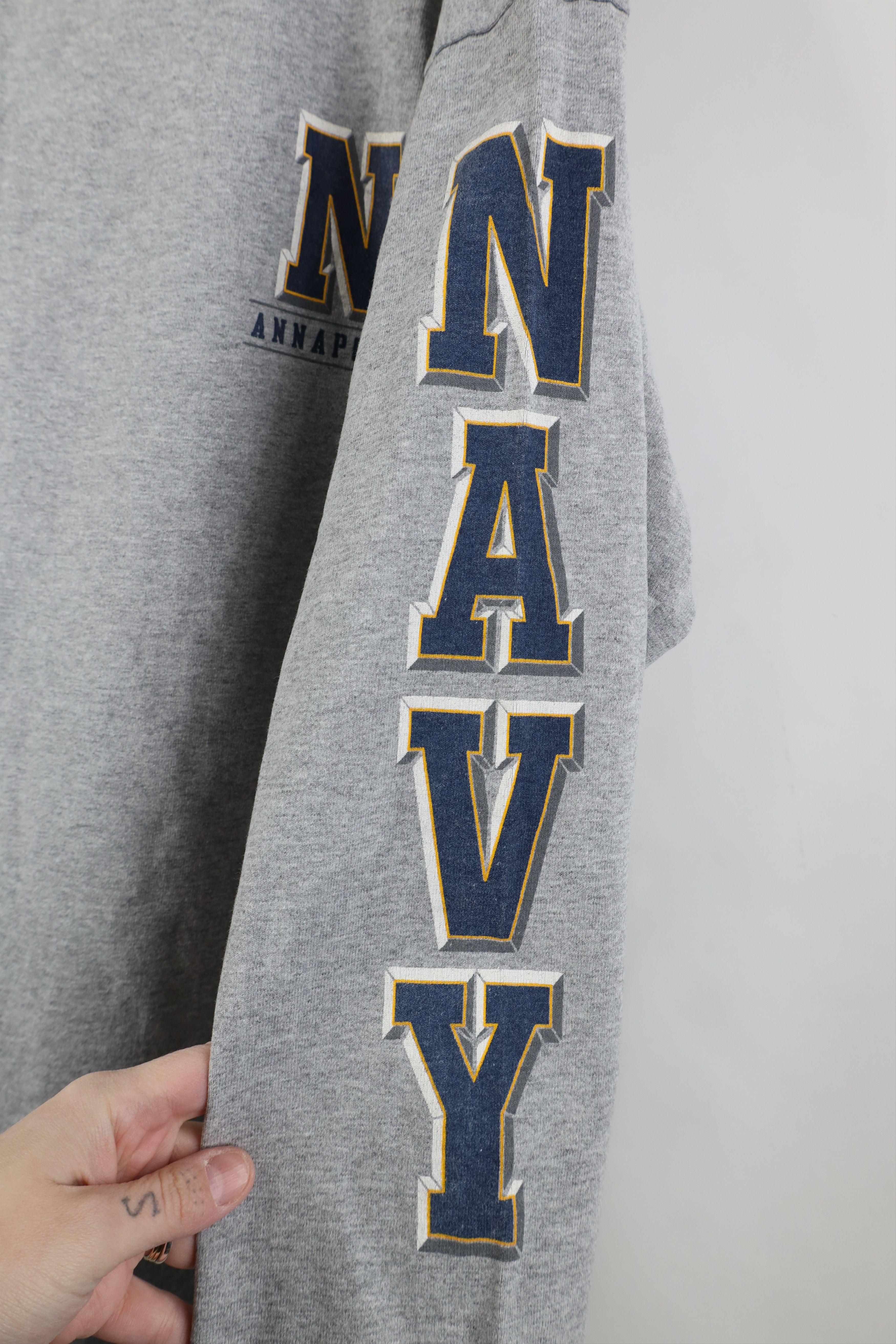 Vintage Vintage 90s United States Naval Academy Long Sleeve T-Shirt Size US XL / EU 56 / 4 - 4 Thumbnail