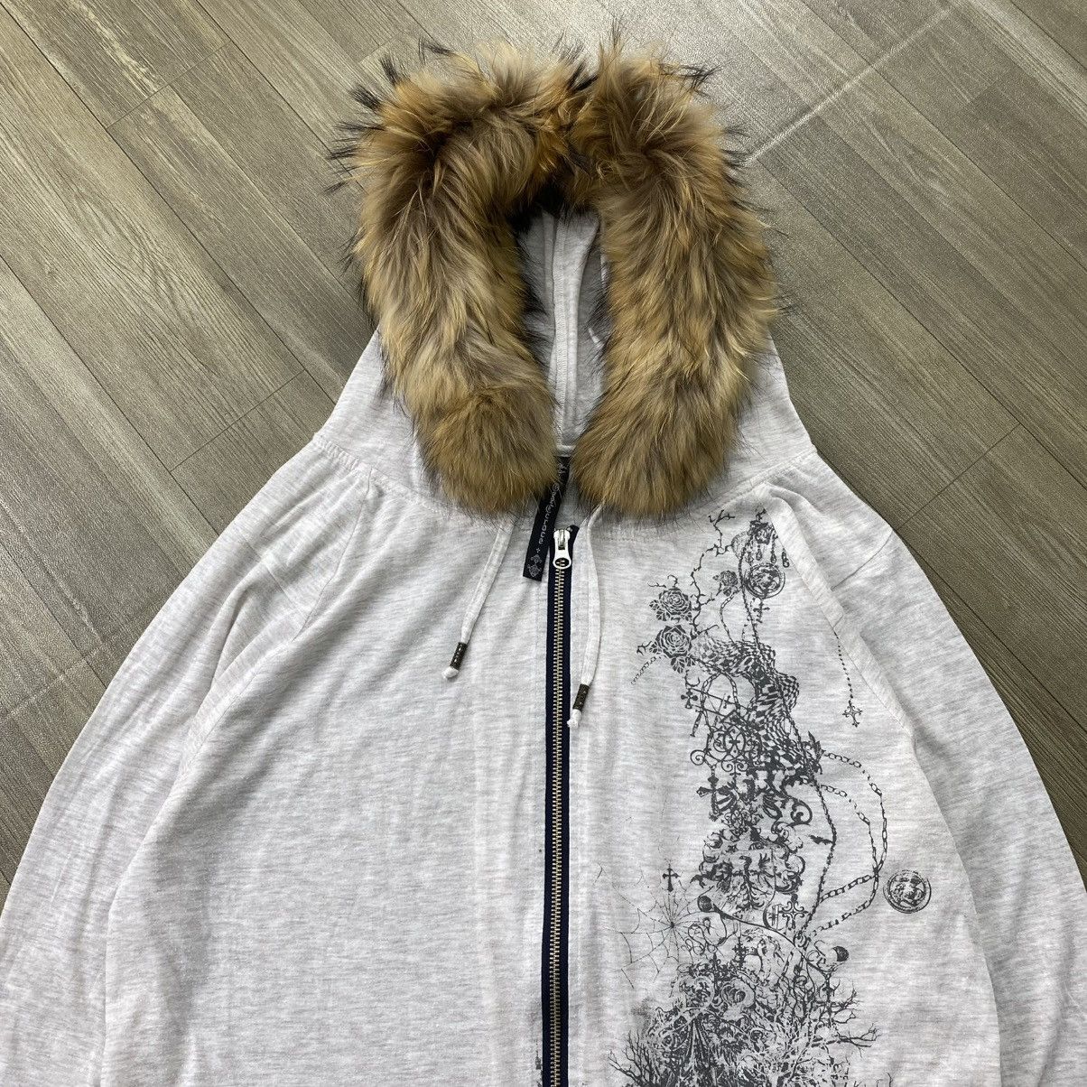 Japanese Brand 2000s OzzCroce Cross Skull Lgb Kmrii Ifsixwasnine Fur Hoodie Size US L / EU 52-54 / 3 - 2 Thumbnail