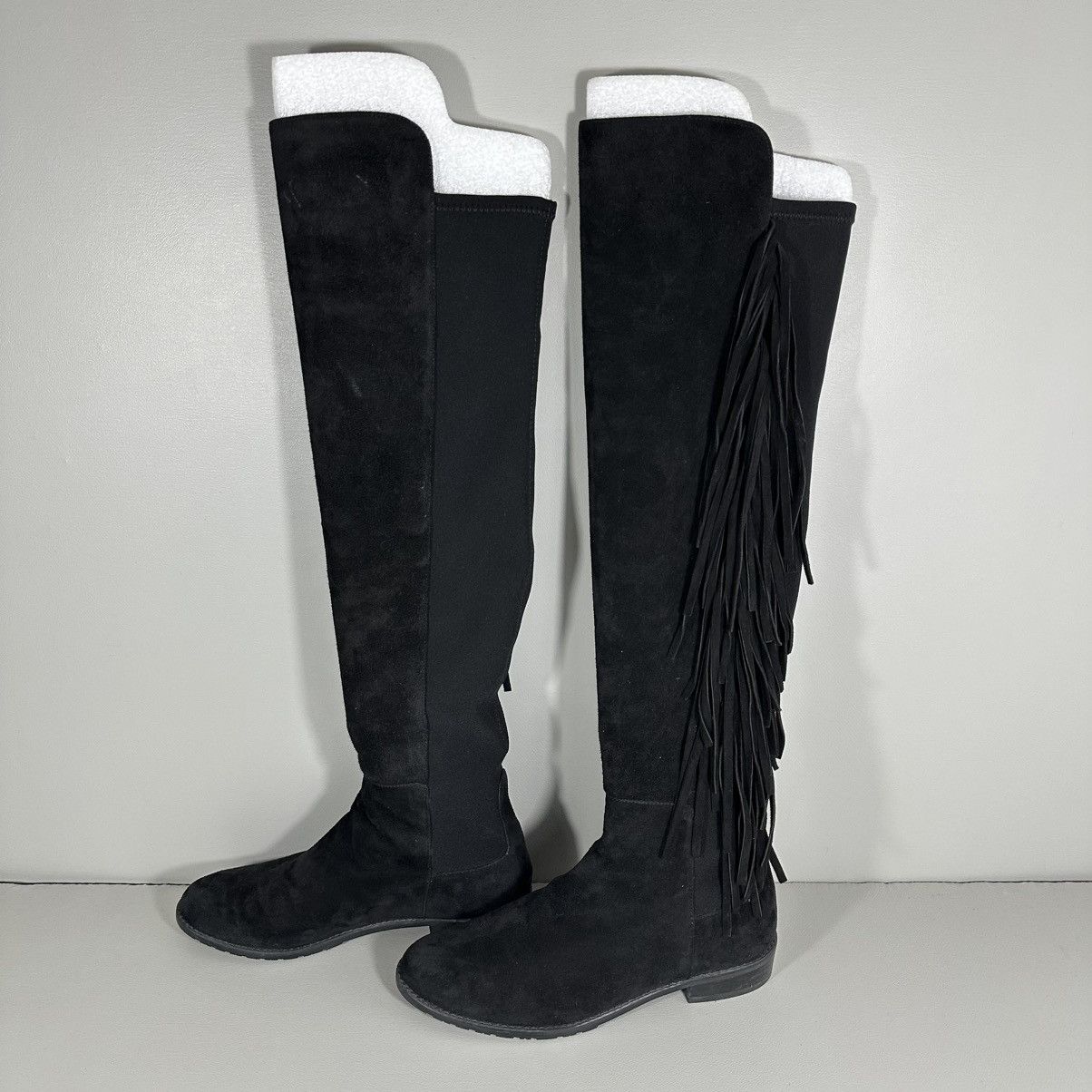 Stuart Weitzman Stuart Weitzman Mane Fringe Black Suede Over-the-Knee Boots Size US 6 / IT 36 - 2 Thumbnail