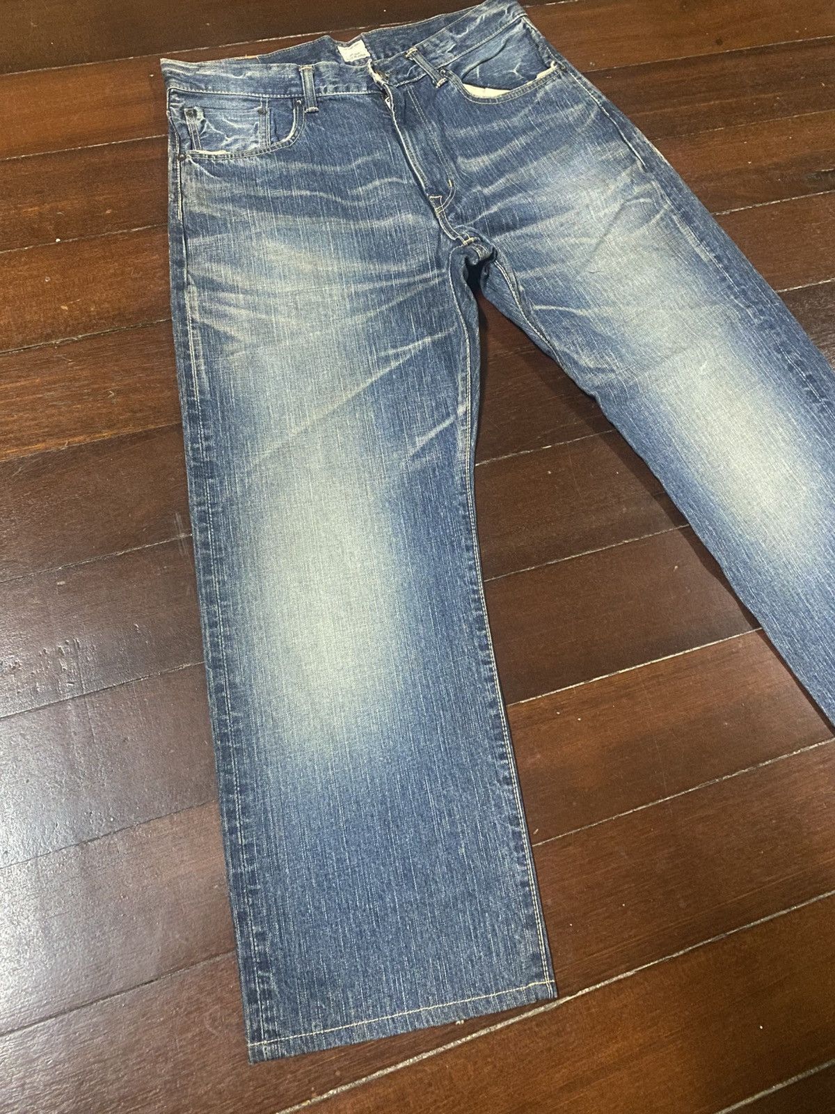 Edwin Vintage Edwin 505z Selvedge Faded Wash mud wash Baggy Jeans Size US 36 / EU 52 - 3 Thumbnail