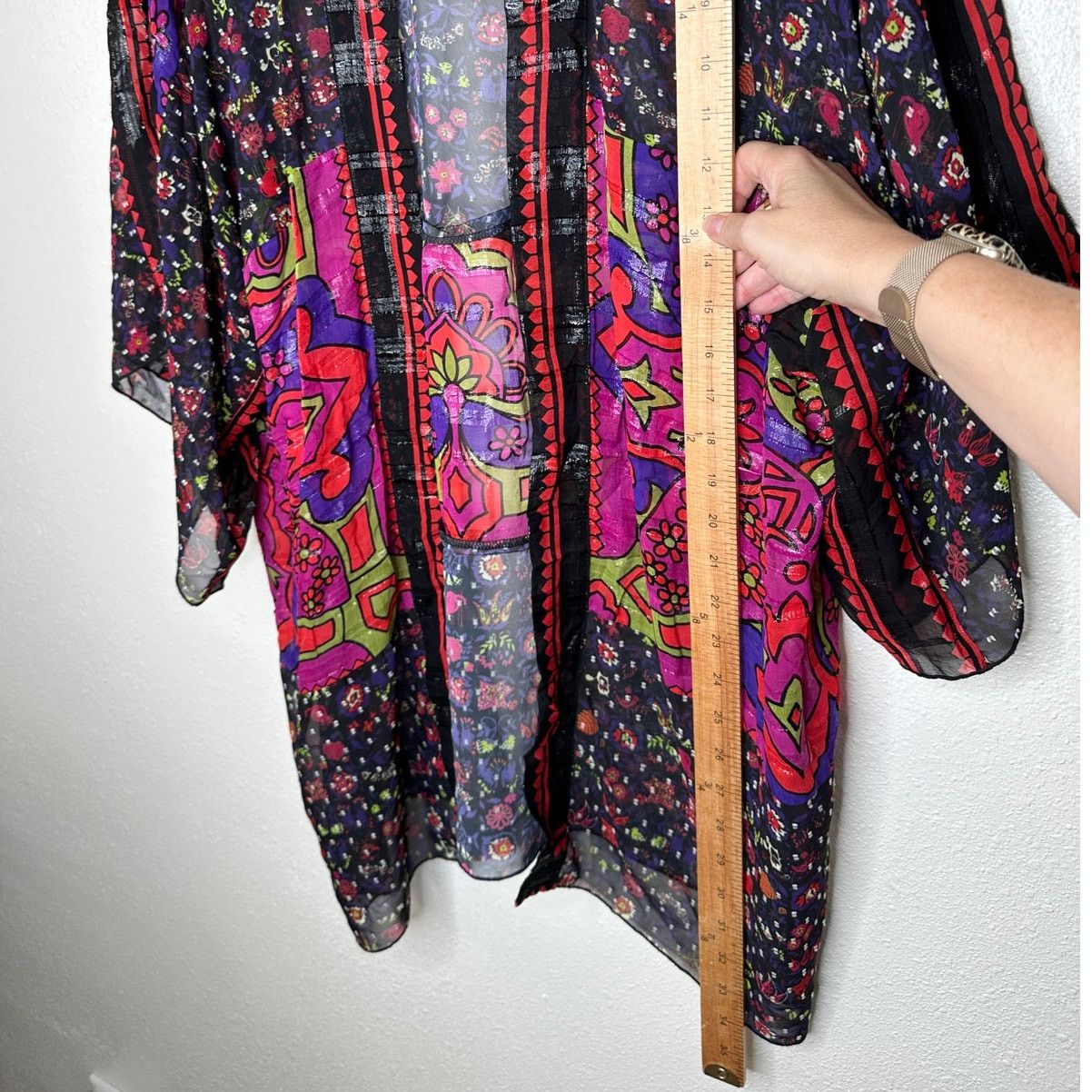 Anna Sui Anna Sui Multi Pink Black Sheer Floral Paisley Kimono M / L Size M / US 6-8 / IT 42-44 - 11 Thumbnail
