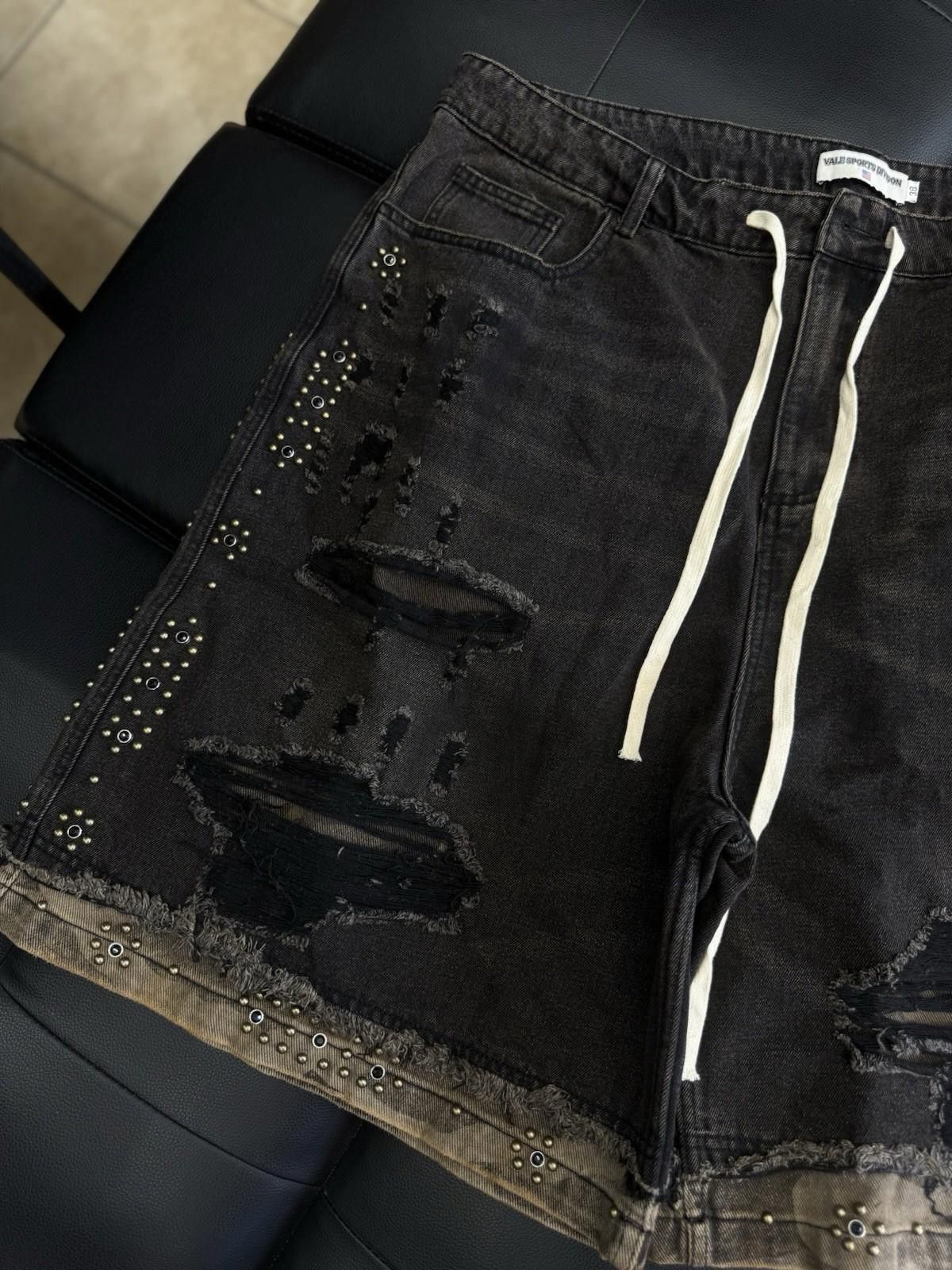 Vale Valley Denim Studded Shorts Size 38 (Brand New) Black/Brown Size US 38 / EU 54 - 3 Thumbnail